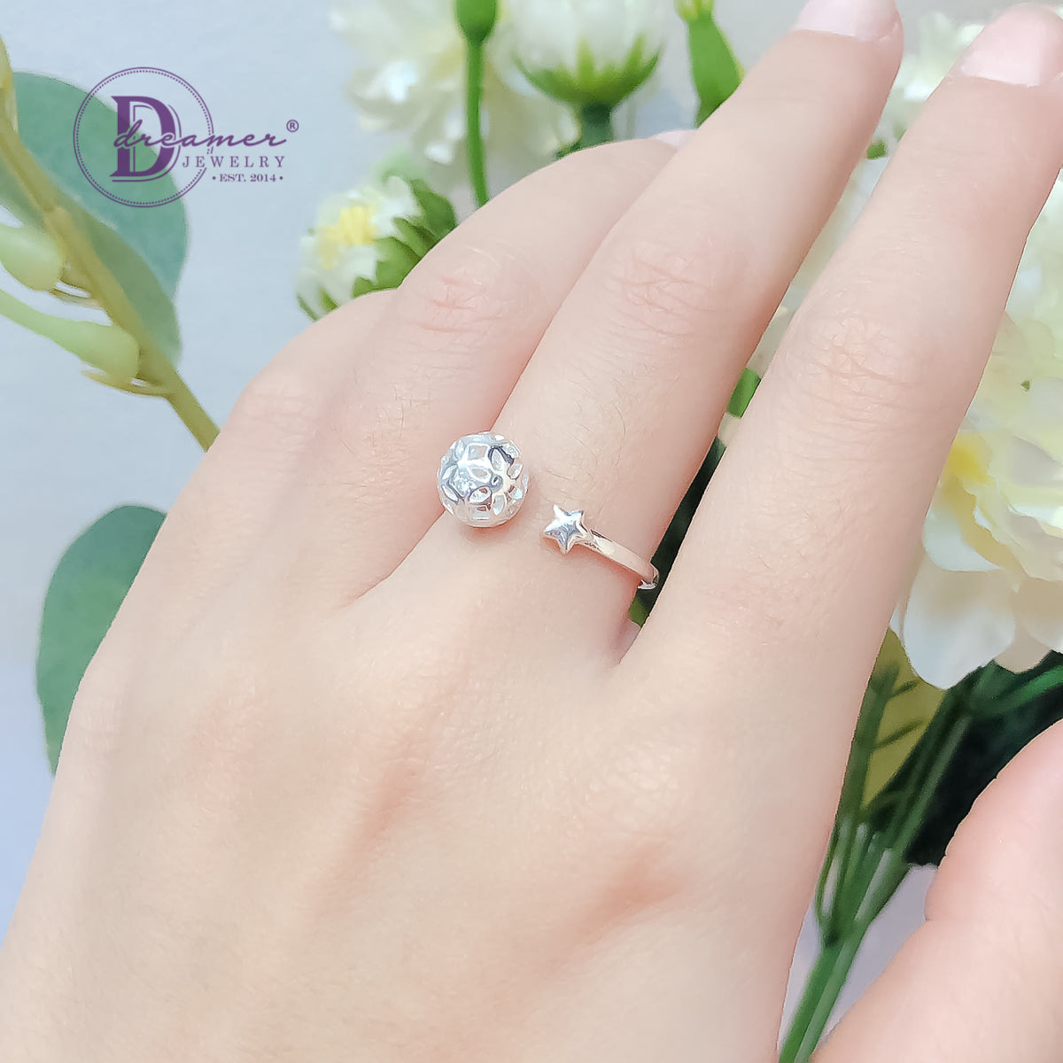 Nhẫn Freesize Trái Tim & Bi Đồng Tiền - Heart/Star & Coin Ball Silver Ring 380NT
