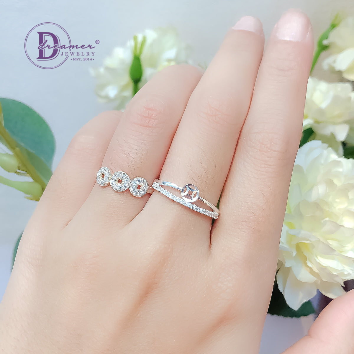 Nhẫn Đồng Tiền 1 Line Đính Đá Trắng - Silver Ring 2205NH