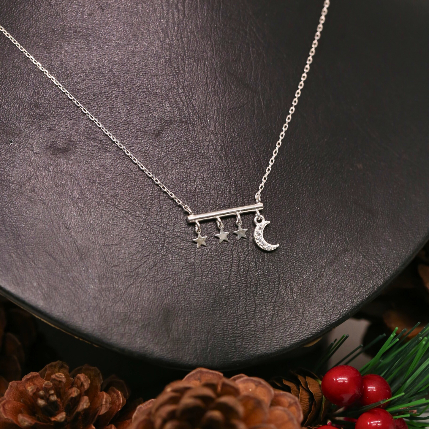 Dây Chuyền Trăng Sao - Bar Falling Moon Star Silver Necklace