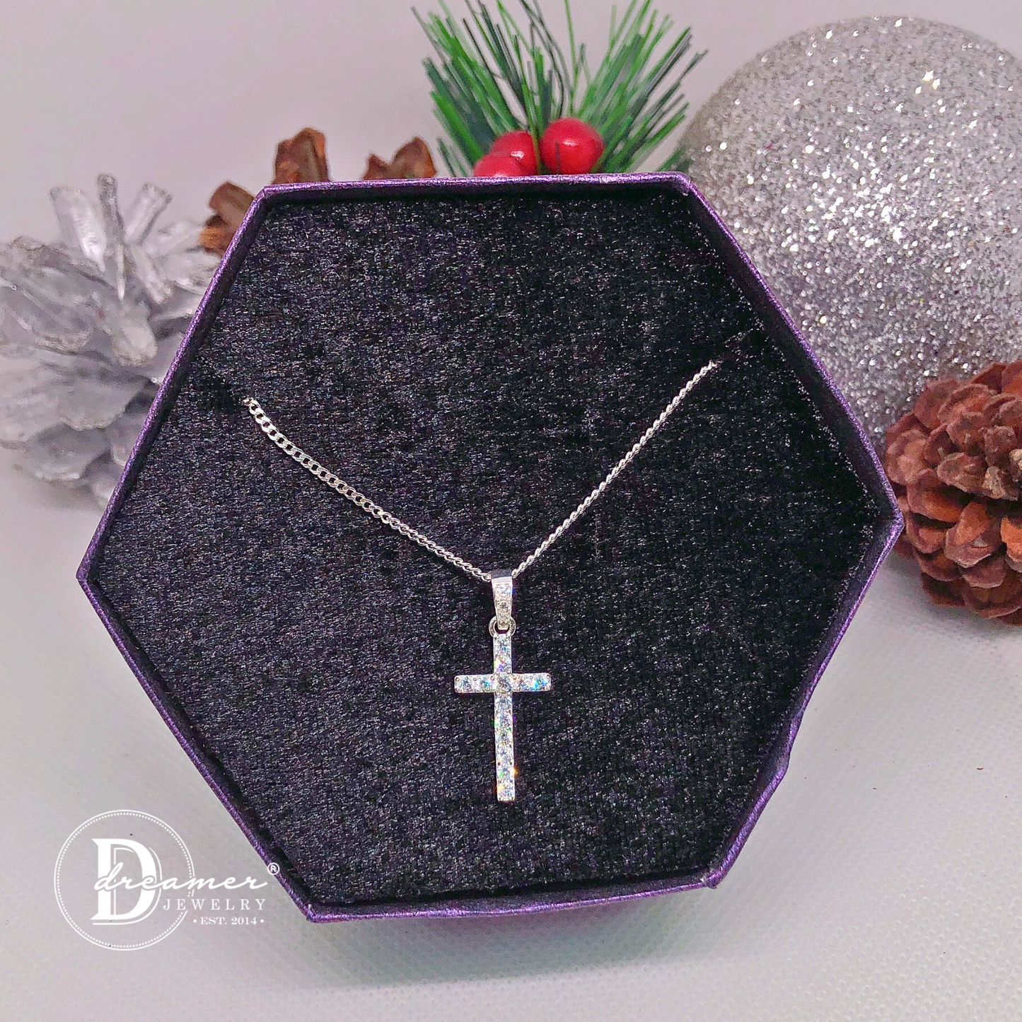 Dây Chuyền Thánh Giá Đính Đá - Cross Silver Pendant Necklace