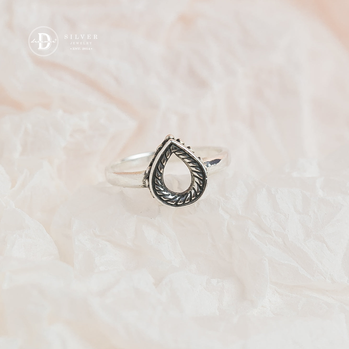 Nhẫn Giọt Nước Oxy Hoá Đen Cá Tính Bạc 925 - Teardrop Black Twist Ring 925 Sterling Silver Ring - 1637NT