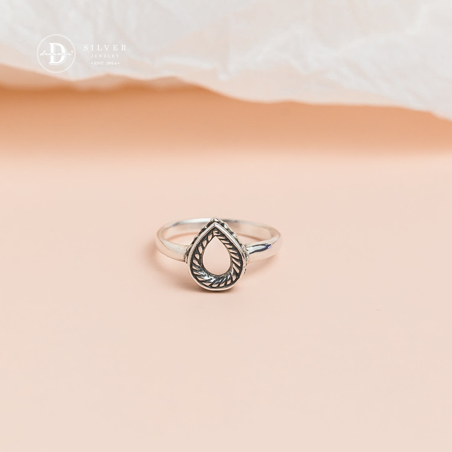 Nhẫn Giọt Nước Oxy Hoá Đen Cá Tính Bạc 925 - Teardrop Black Twist Ring 925 Sterling Silver Ring - 1637NT