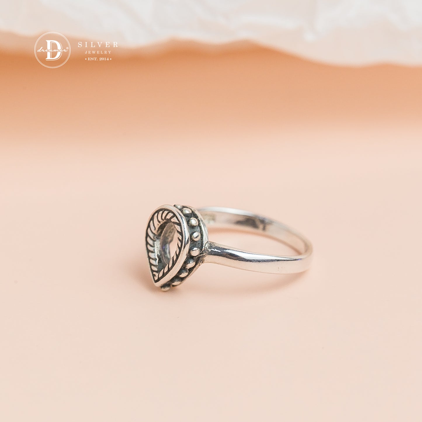 Nhẫn Giọt Nước Oxy Hoá Đen Cá Tính Bạc 925 - Teardrop Black Twist Ring 925 Sterling Silver Ring - 1637NT