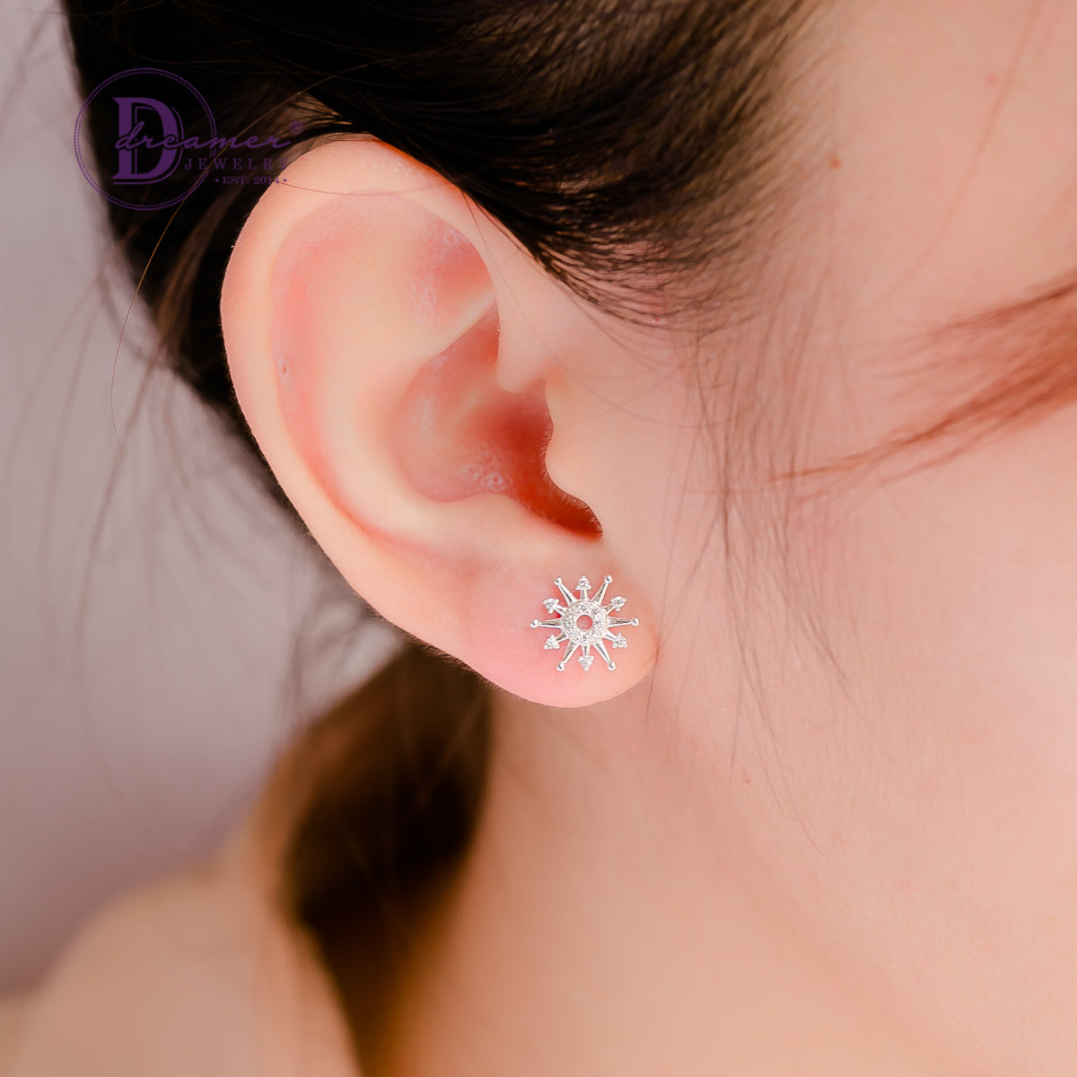 Bông Tai Bạc 925 Hoa Tuyết - Pointed Skylight Flower Silver Earrings