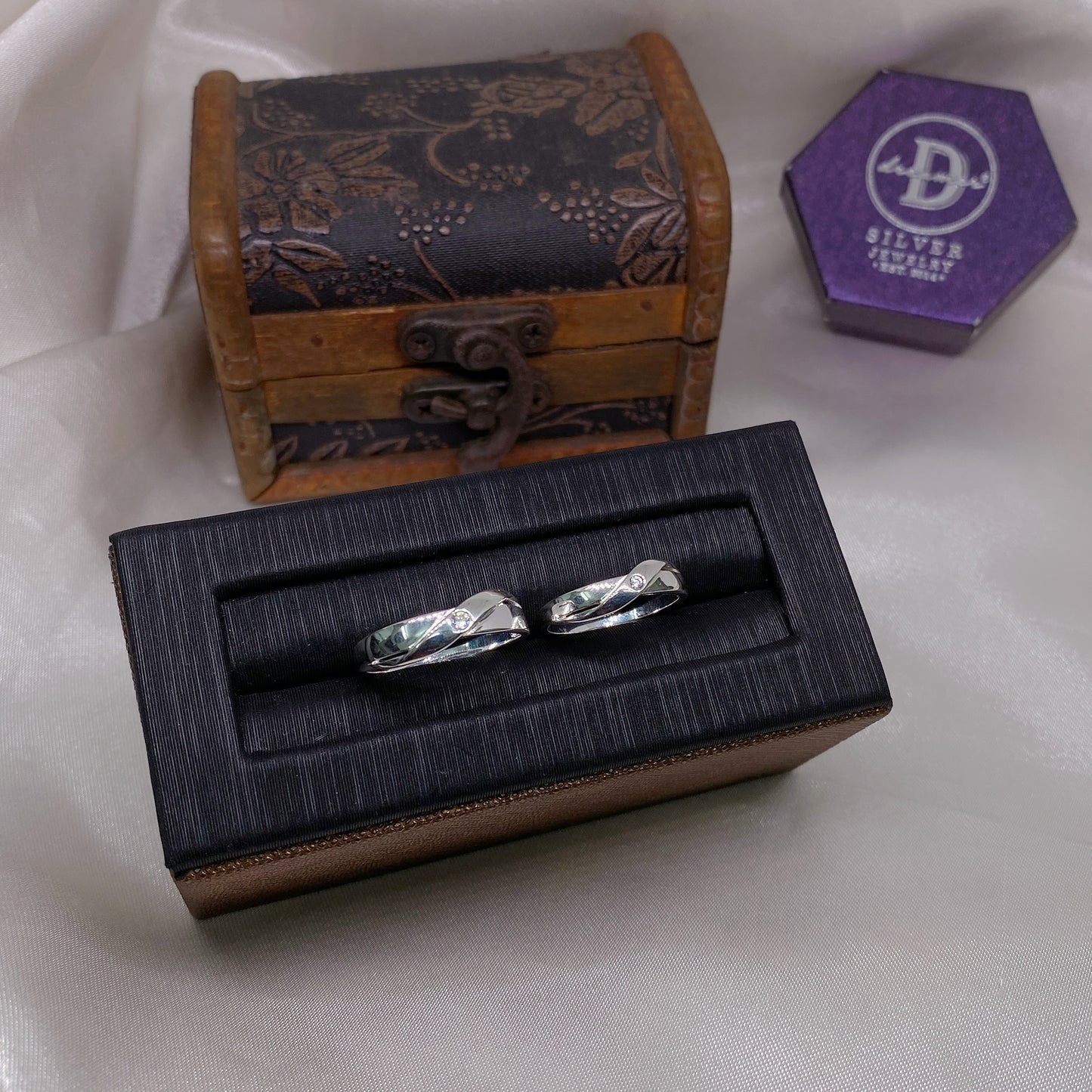 Nhẫn Đôi Bản Chéo 1 Viên Đá - Couple Rings N006