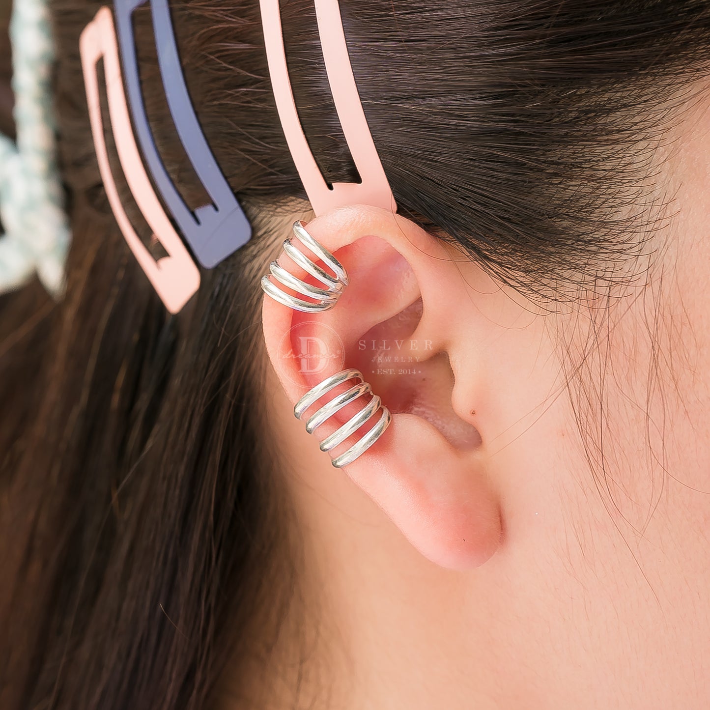Earcuff Bản Unisex 4 Lines - Bông Tai Kẹp Vành Bạc 925 - 253EC