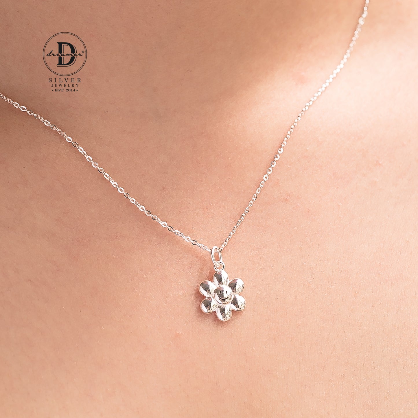 Dây Chuyền Bông Hoa Mặt Cười - Happy Flower Sterling Silver Necklace