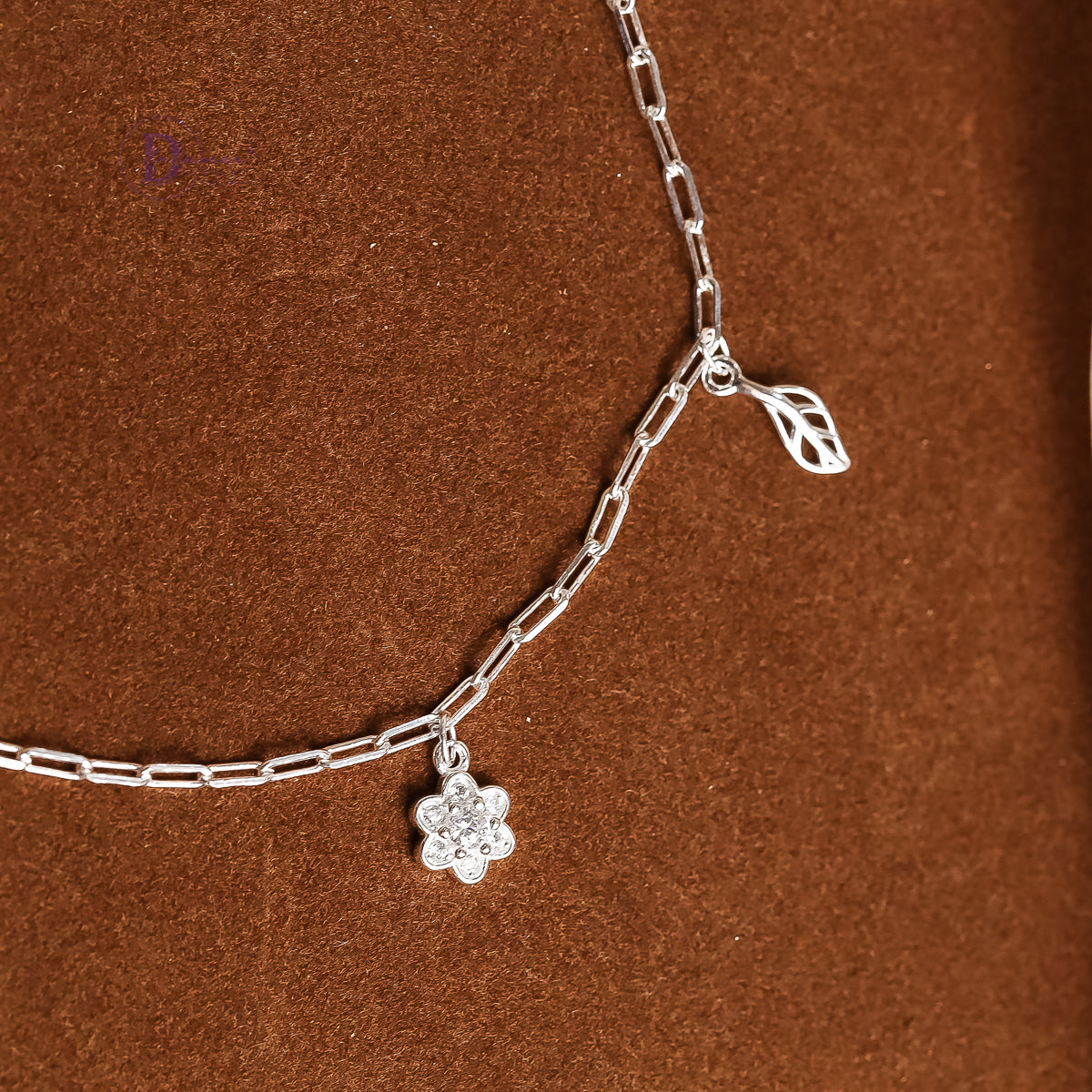 Lắc Chân Kiểu Dây Xích Charm Bướm, Hoa, Chuông, Đá Bạc 925 - Charms Silver Anklet For Summer DLC005