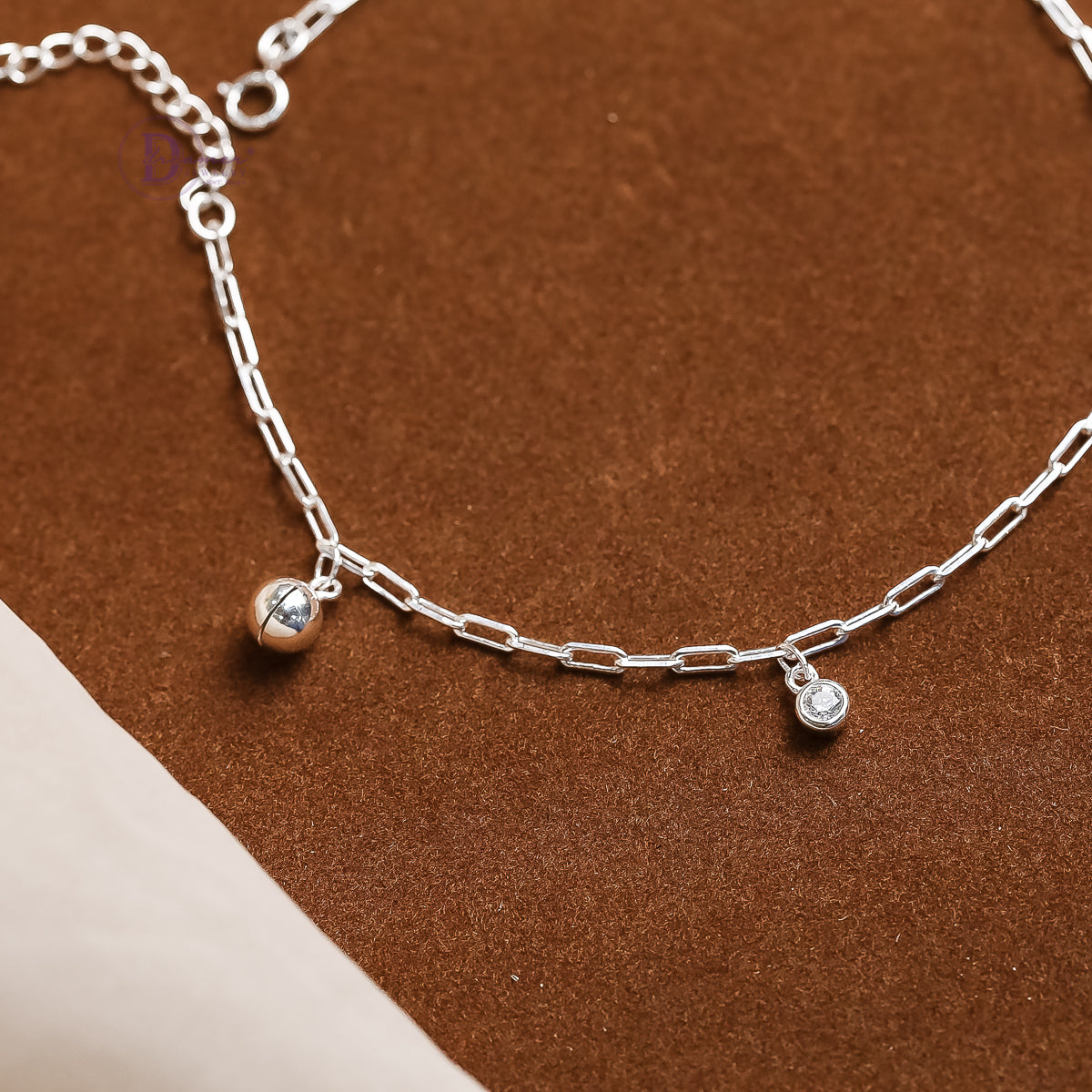 Lắc Chân Kiểu Dây Xích Charm Bướm, Hoa, Chuông, Đá Bạc 925 - Charms Silver Anklet For Summer DLC005