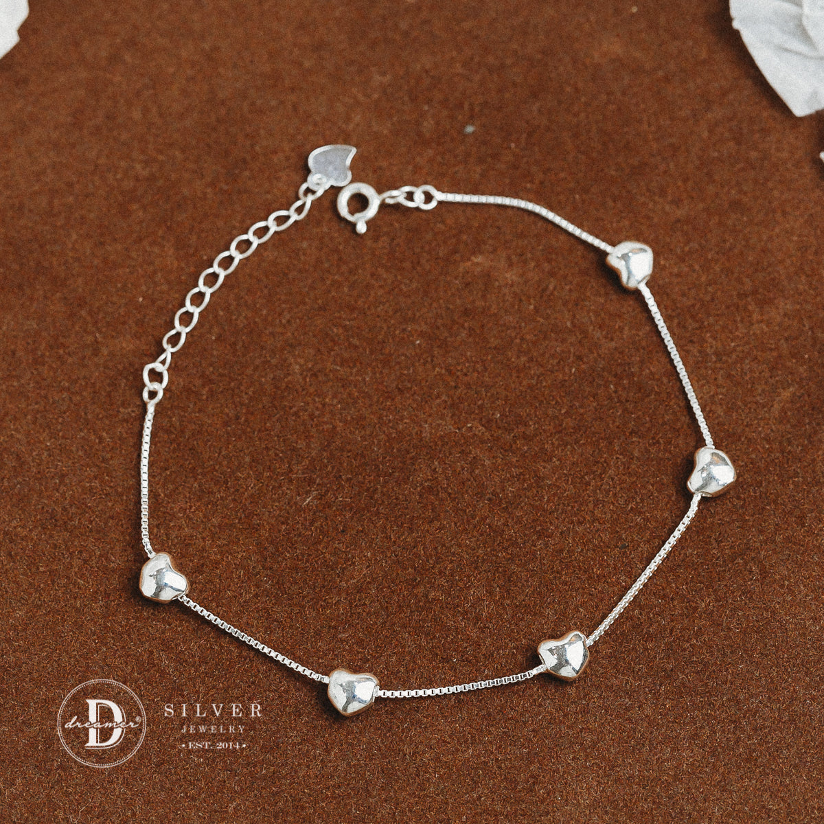 Lắc Tay 5 Trái Tim Baby - Baby Heart Sterling Silver Bracelet DVT022