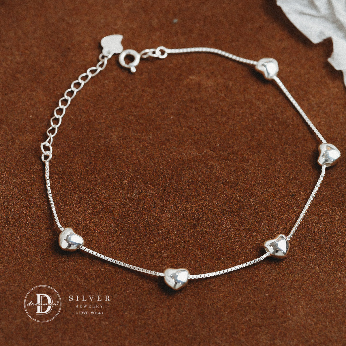 Lắc Tay 5 Trái Tim Baby - Baby Heart Sterling Silver Bracelet DVT022