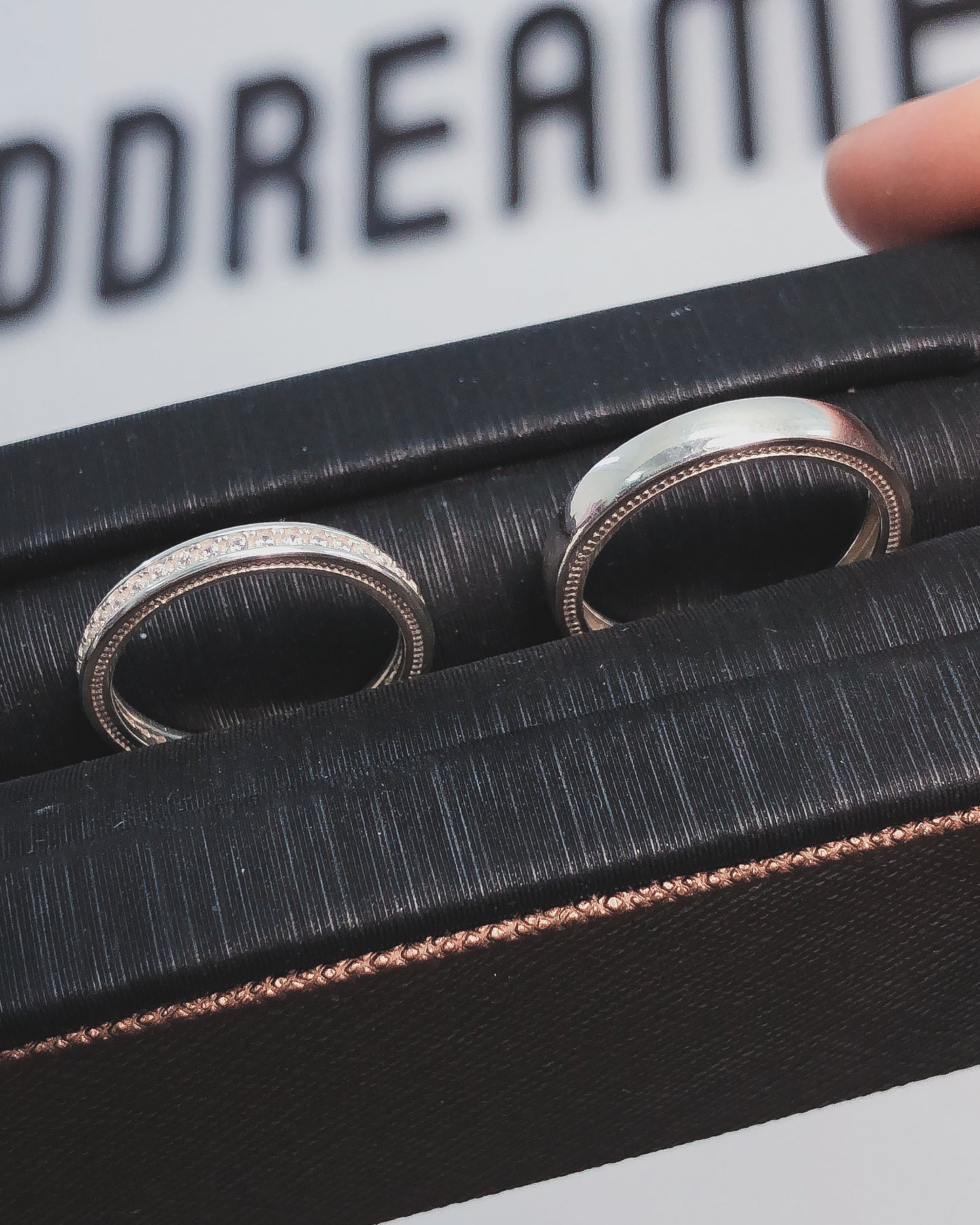 Nhẫn Cặp Bản Bo Tròn & Bản Đính Fulll Đá - Sterling Silver Couple Rings 2728NH