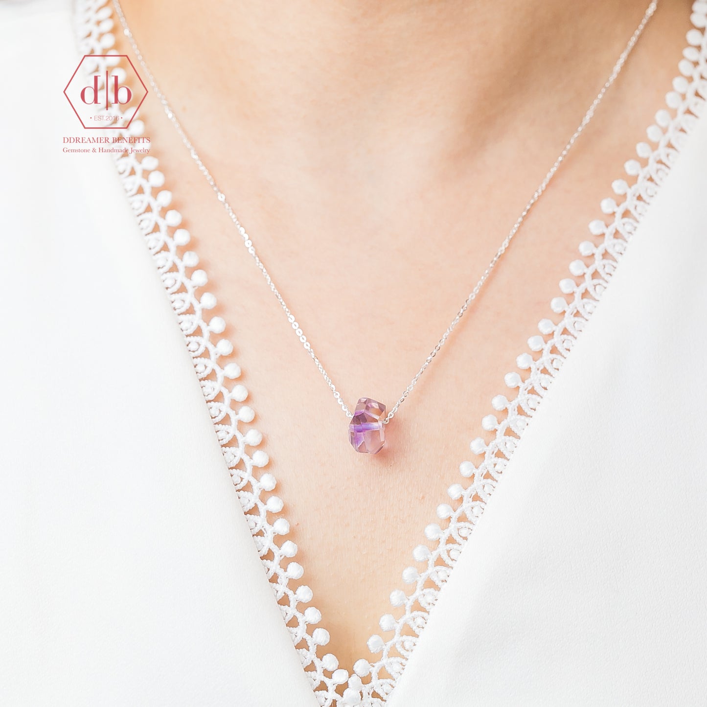 Dây Chuyền Bạc 925 Đá Tinh Thể Thạch Anh Tím - Raw Amethyst Sterling Silver Necklace