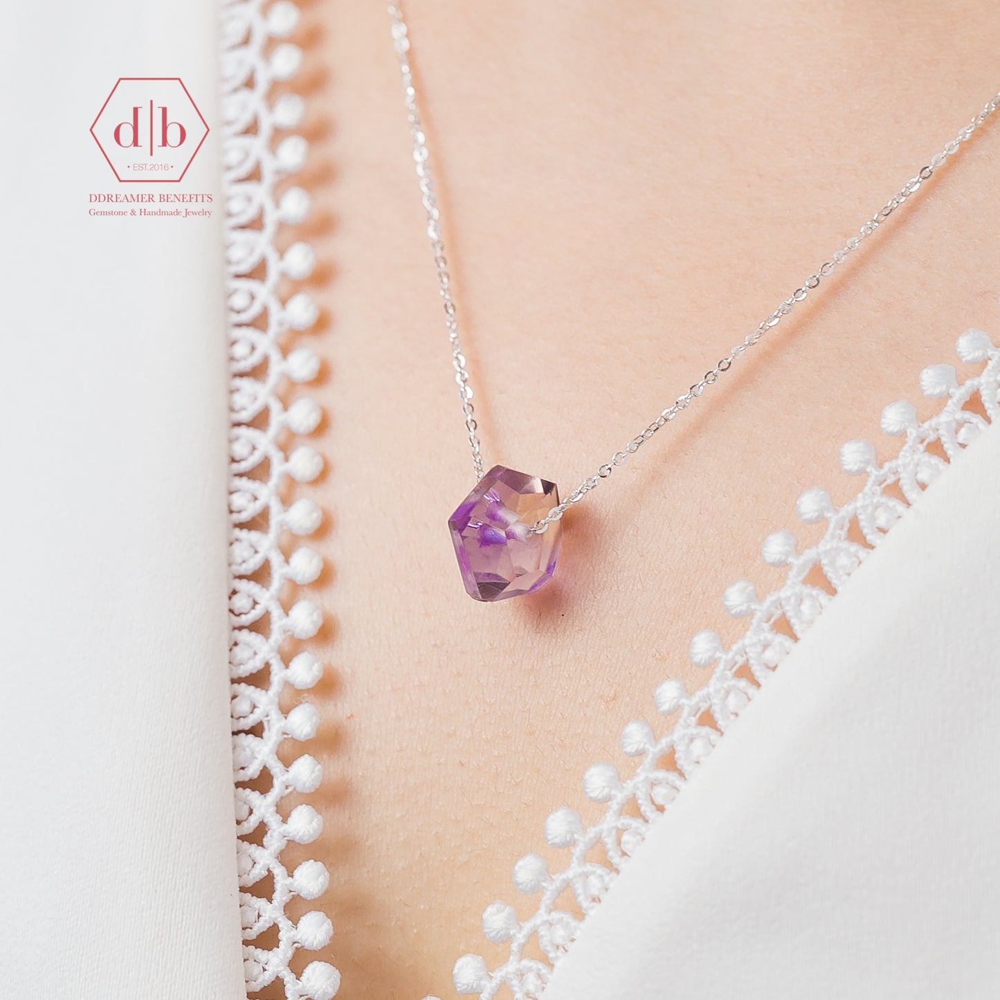 Dây Chuyền Bạc 925 Đá Tinh Thể Thạch Anh Tím - Raw Amethyst Sterling Silver Necklace