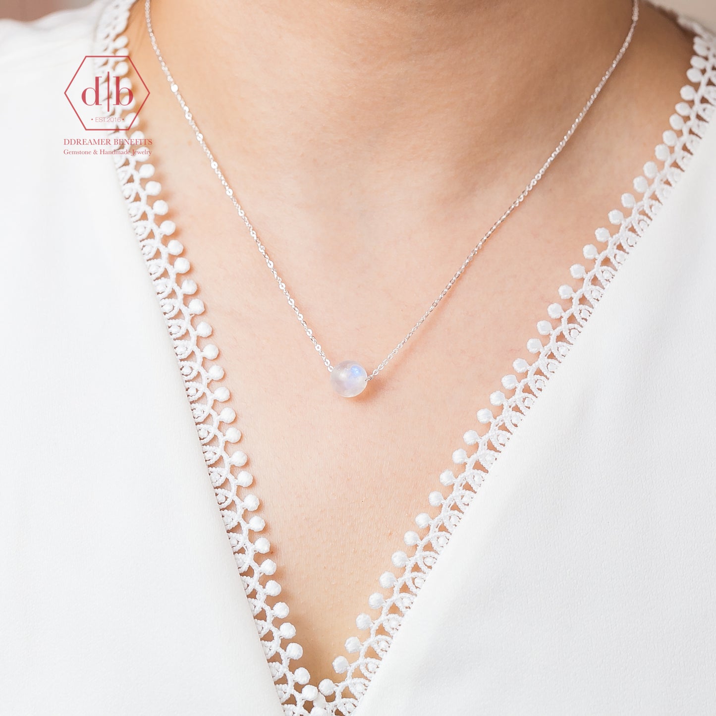 Dây Chuyền Bạc 925 Đá Ánh Trăng Moonstone Sterling Silver Necklace