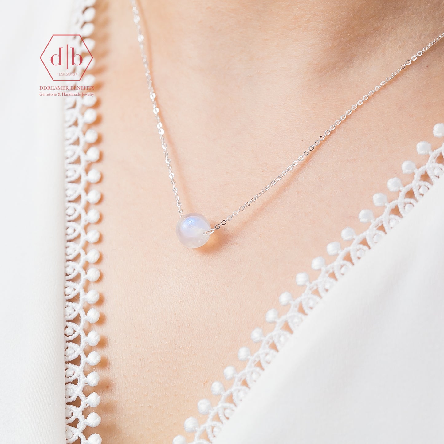 Dây Chuyền Bạc 925 Đá Ánh Trăng Moonstone Sterling Silver Necklace