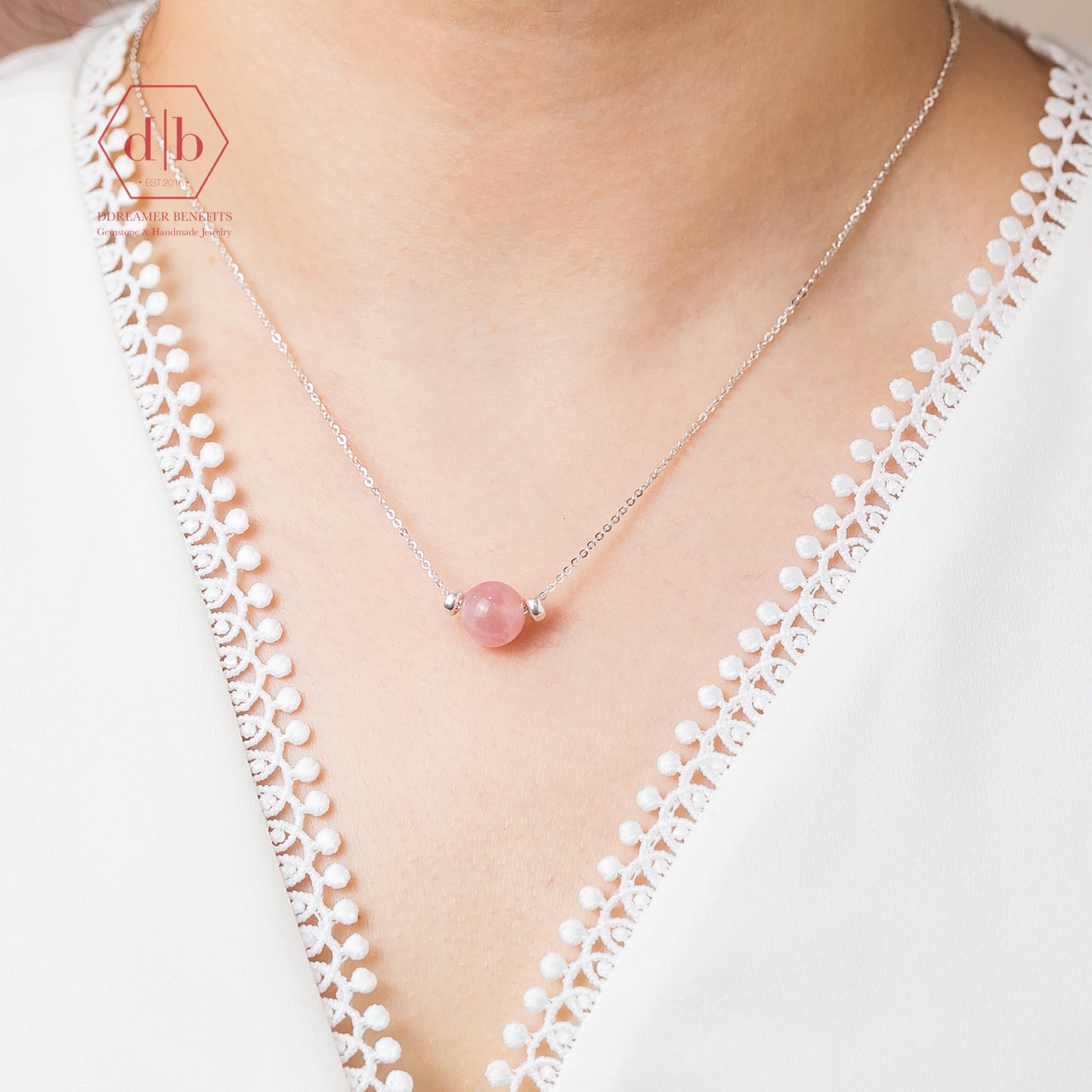 Dây Chuyền Bạc 925 Đá Thạch Anh Hồng - Rose Quartz Sterling Silver Necklace