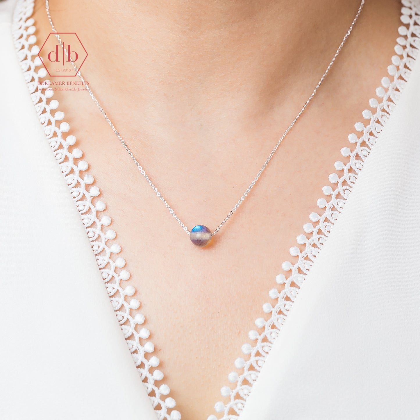 Dây Chuyền Bạc 925 Đá Hắc Nguyệt Quang - Labradorite Sterling Silver Necklace