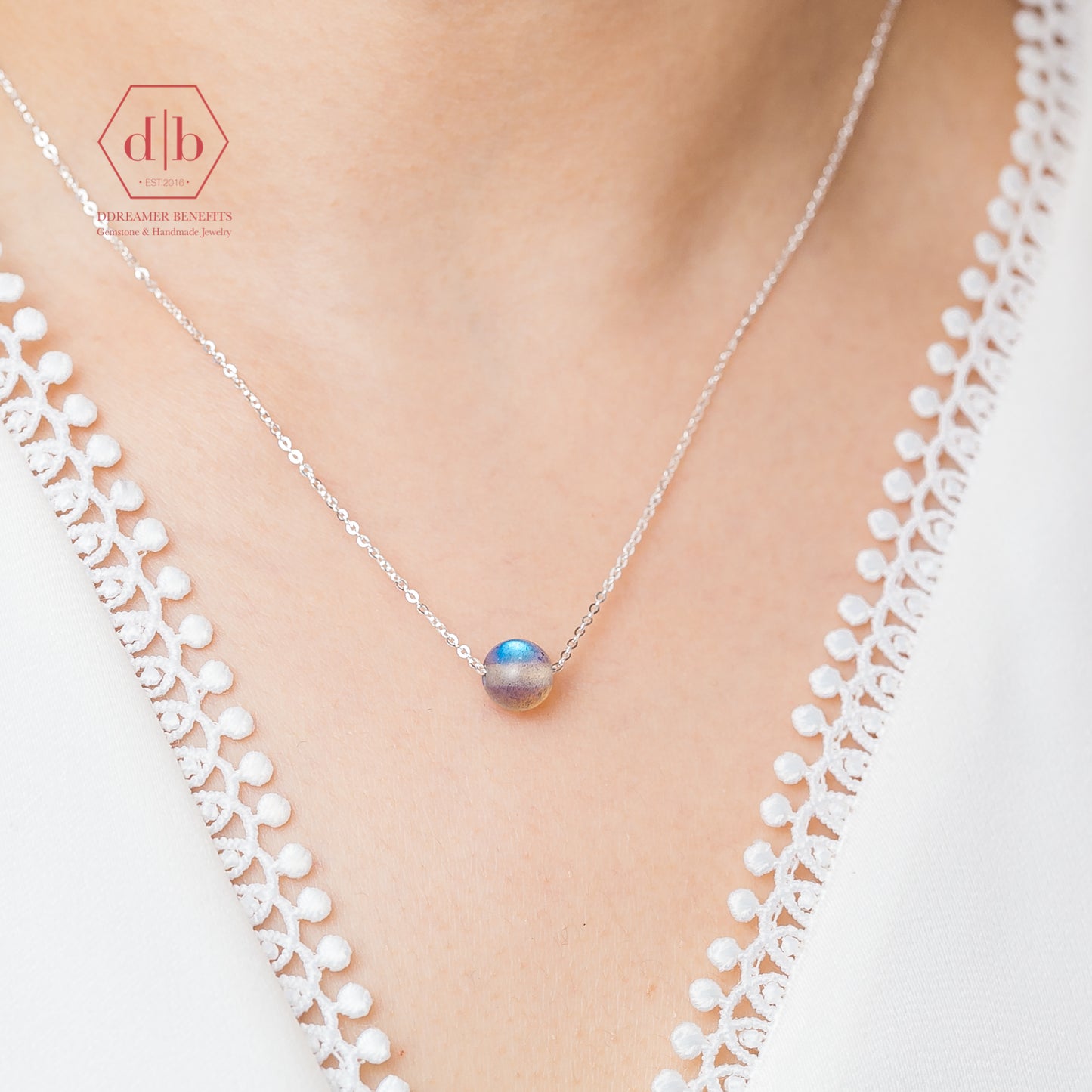 Dây Chuyền Bạc 925 Đá Hắc Nguyệt Quang - Labradorite Sterling Silver Necklace