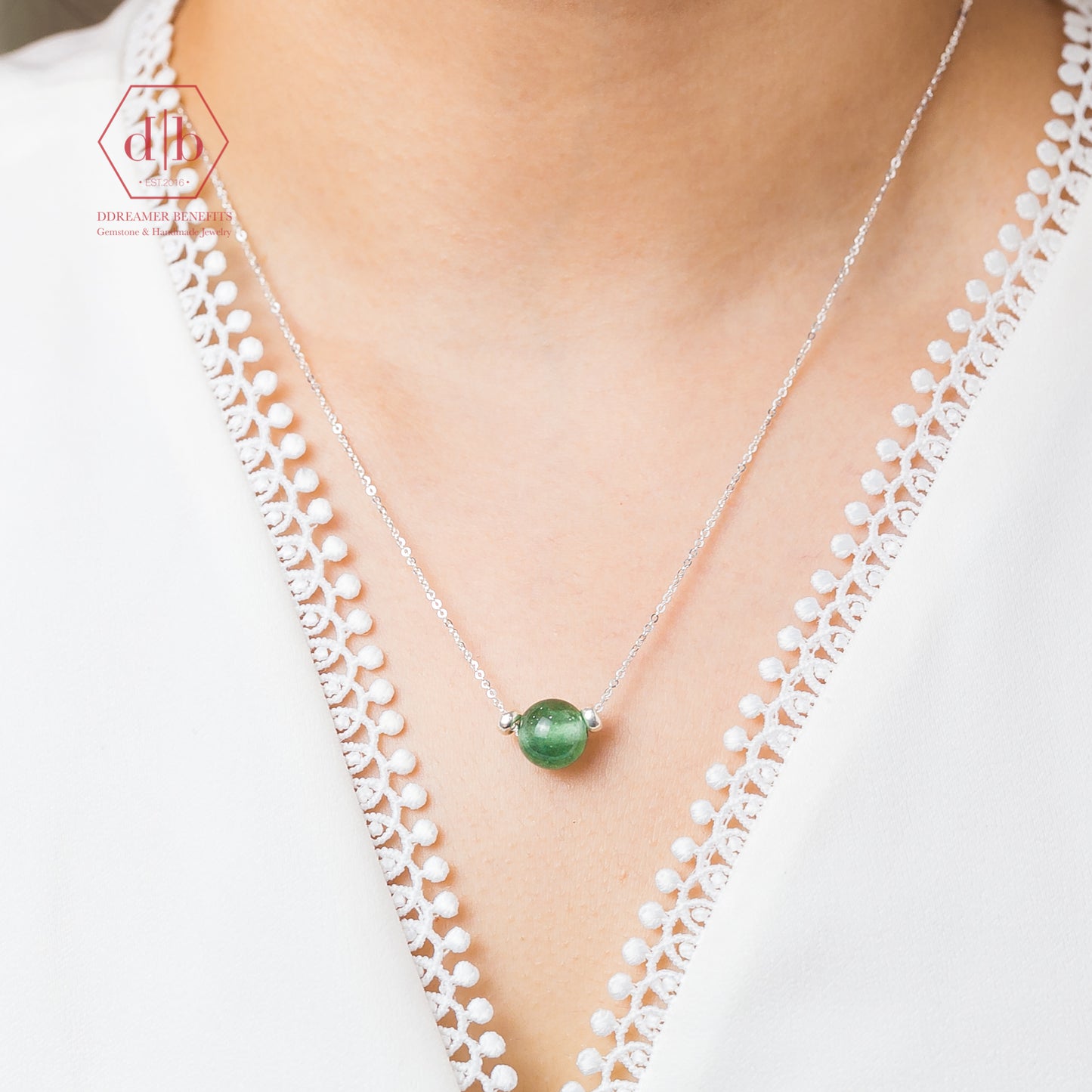 Dây Chuyền Bạc 925 Đá Thạch Anh Dâu Tây Xanh Lá - Green Strawberry Quartz Sterling Silver Necklace