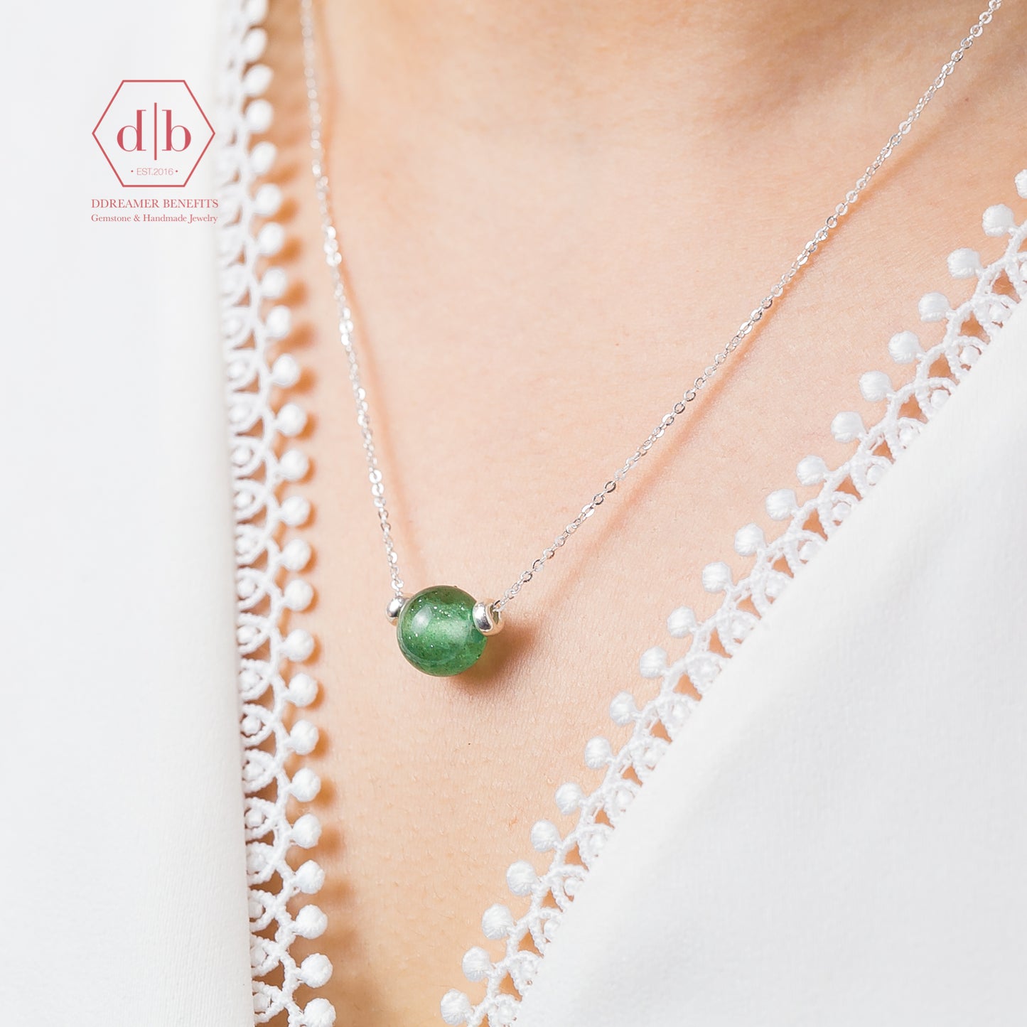 Dây Chuyền Bạc 925 Đá Thạch Anh Dâu Tây Xanh Lá - Green Strawberry Quartz Sterling Silver Necklace