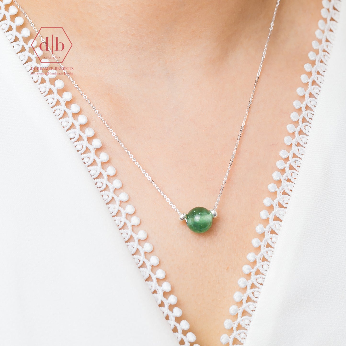 Dây Chuyền Bạc 925 Đá Thạch Anh Dâu Tây Xanh Lá - Green Strawberry Quartz Sterling Silver Necklace