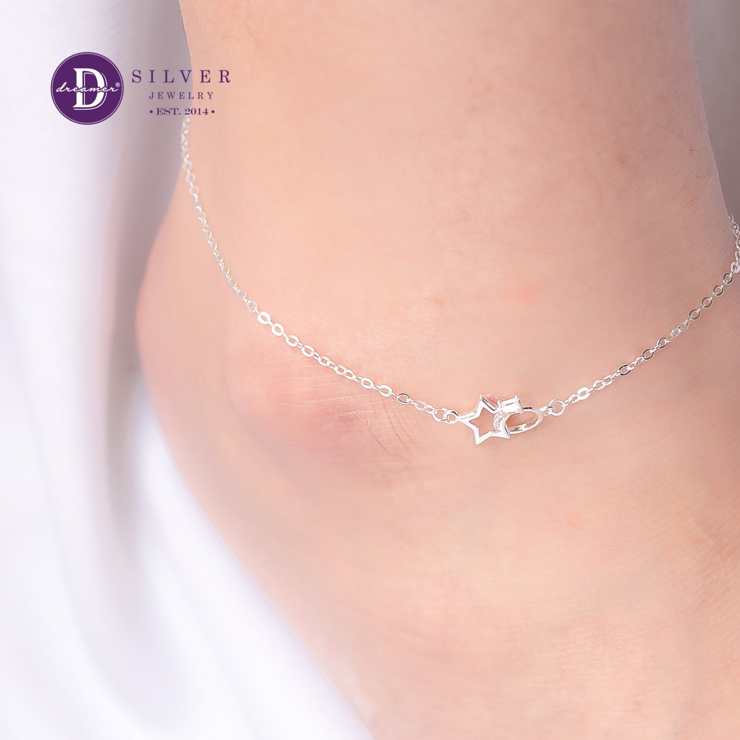 Lắc Chân Nhẫn & Ngôi Sao Lồng - Holding Star & Ring Silver Anklet 543LCH