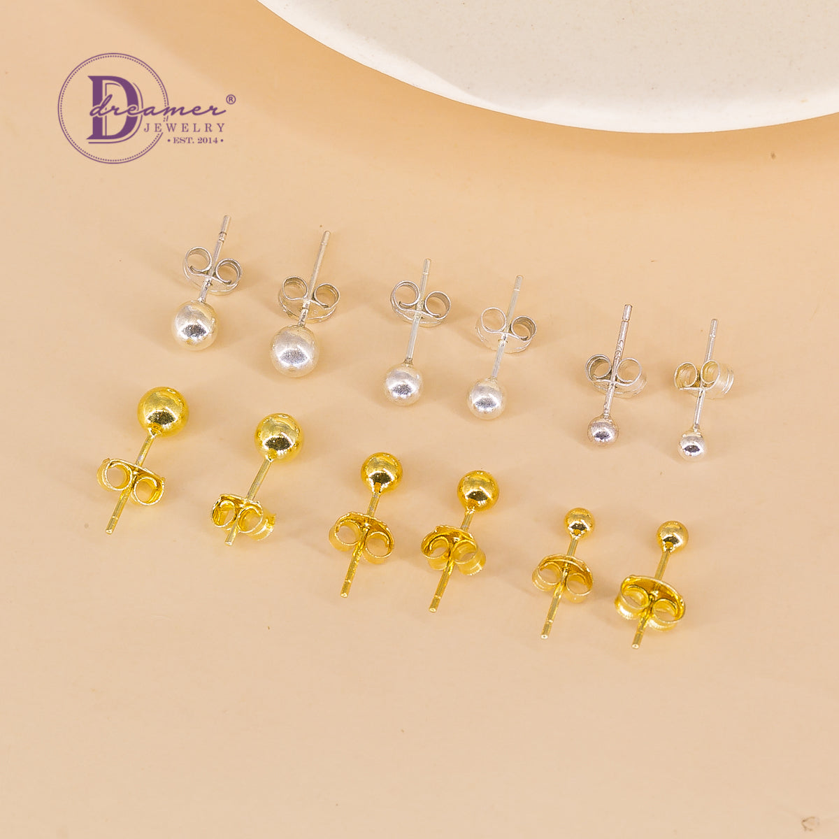 Bông Tai Bi Bạc Đủ Size (2 Màu) Bạc 925 - Yellow Gold & Silver Minimal Dot Earrings 153BTT