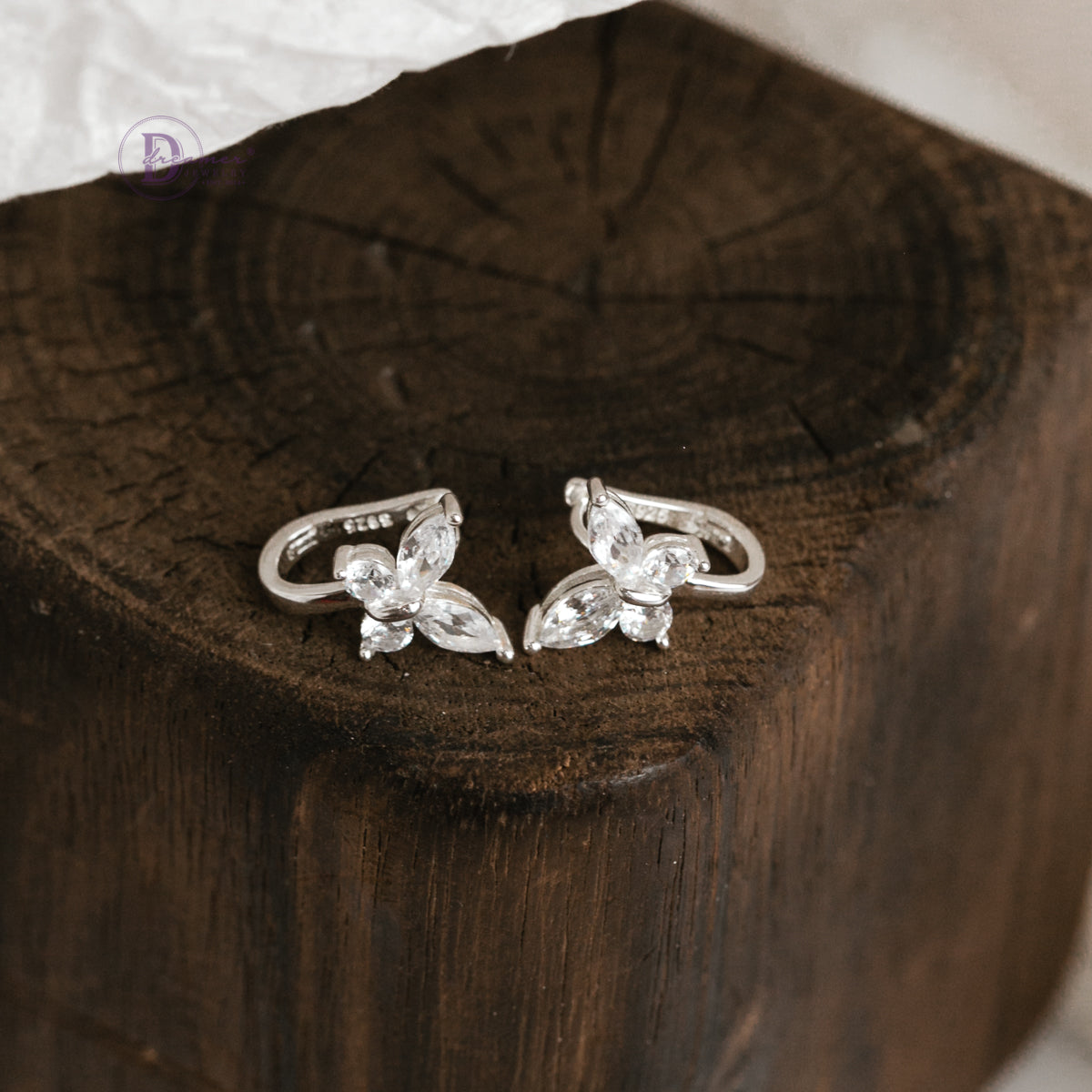 Bông Tai Khoen Charm Bướm Đá Lấp Lánh Bạc 925 - Butterfly Hoops Sterling Silver BT083