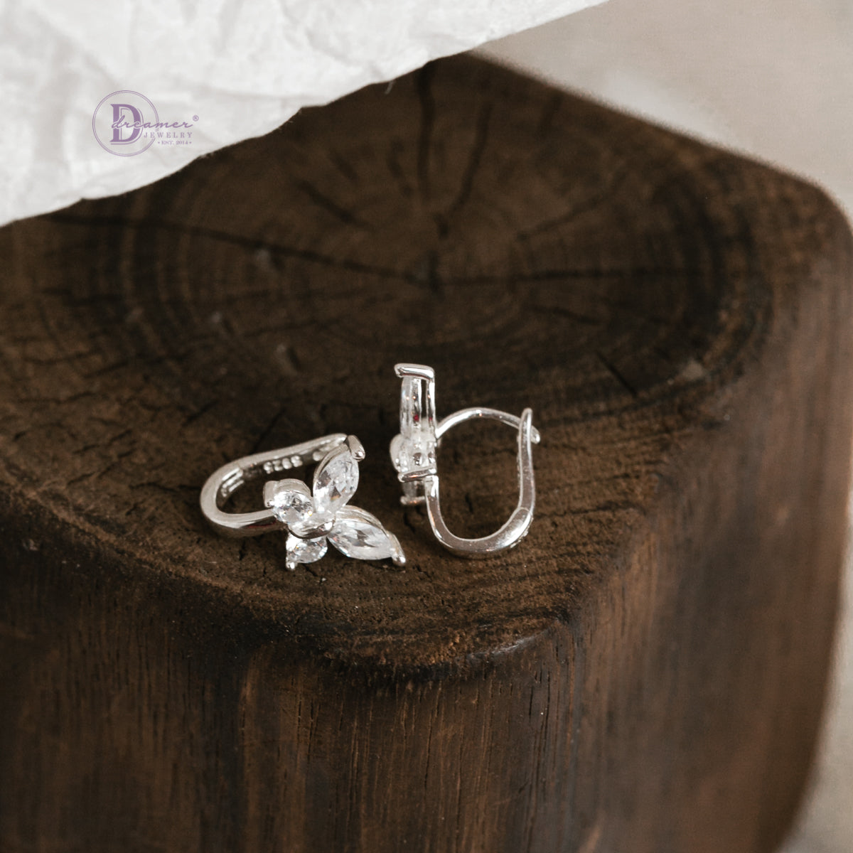 Bông Tai Khoen Charm Bướm Đá Lấp Lánh Bạc 925 - Butterfly Hoops Sterling Silver BT083