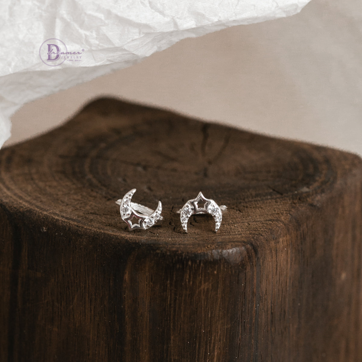Bông Tai Khoen Mặt Trăng Bạc 925 - Moon Hoops Sterling Silver
