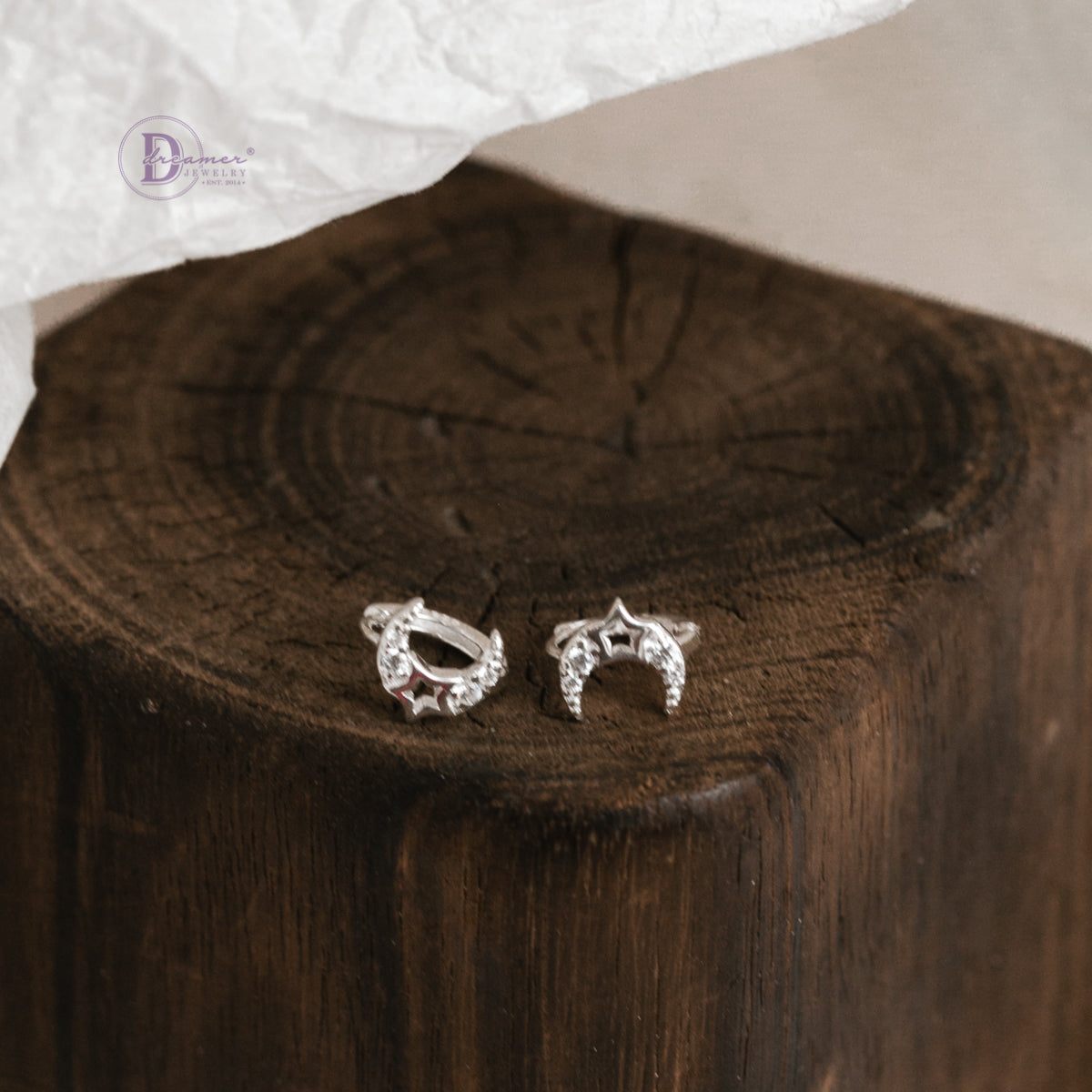 Bông Tai Khoen Mặt Trăng Bạc 925 - Moon Hoops Sterling Silver