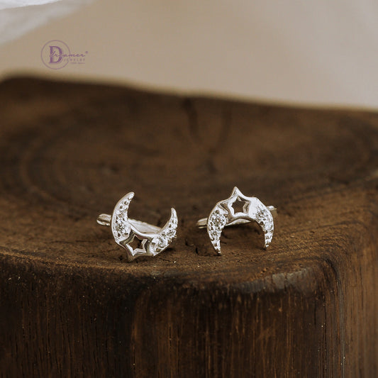Bông Tai Khoen Mặt Trăng Bạc 925 - Moon Hoops Sterling Silver - DBT086