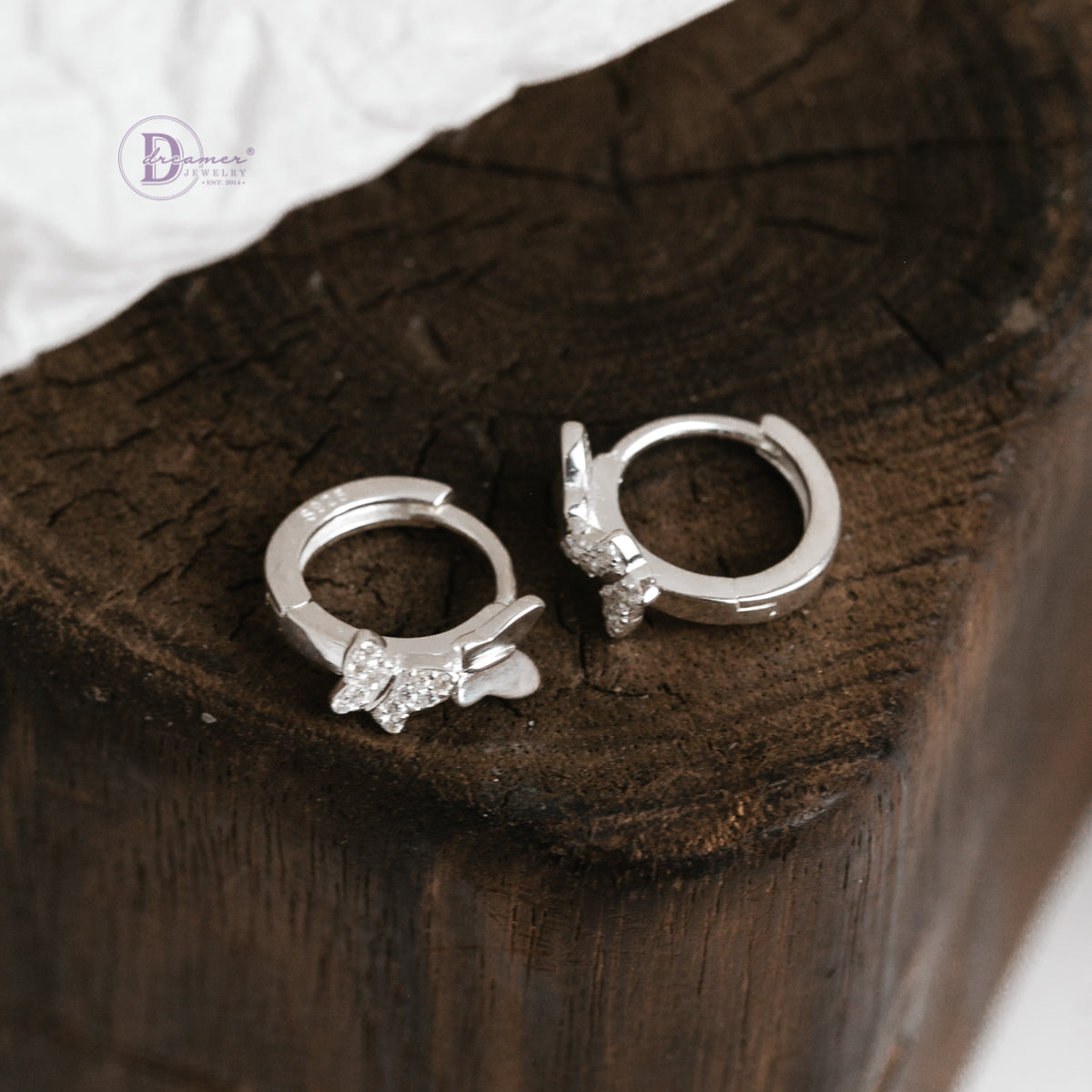 Bông Tai Khoen Bướm Bạc 925 - Butterfly Hoops Sterling Silver BT084