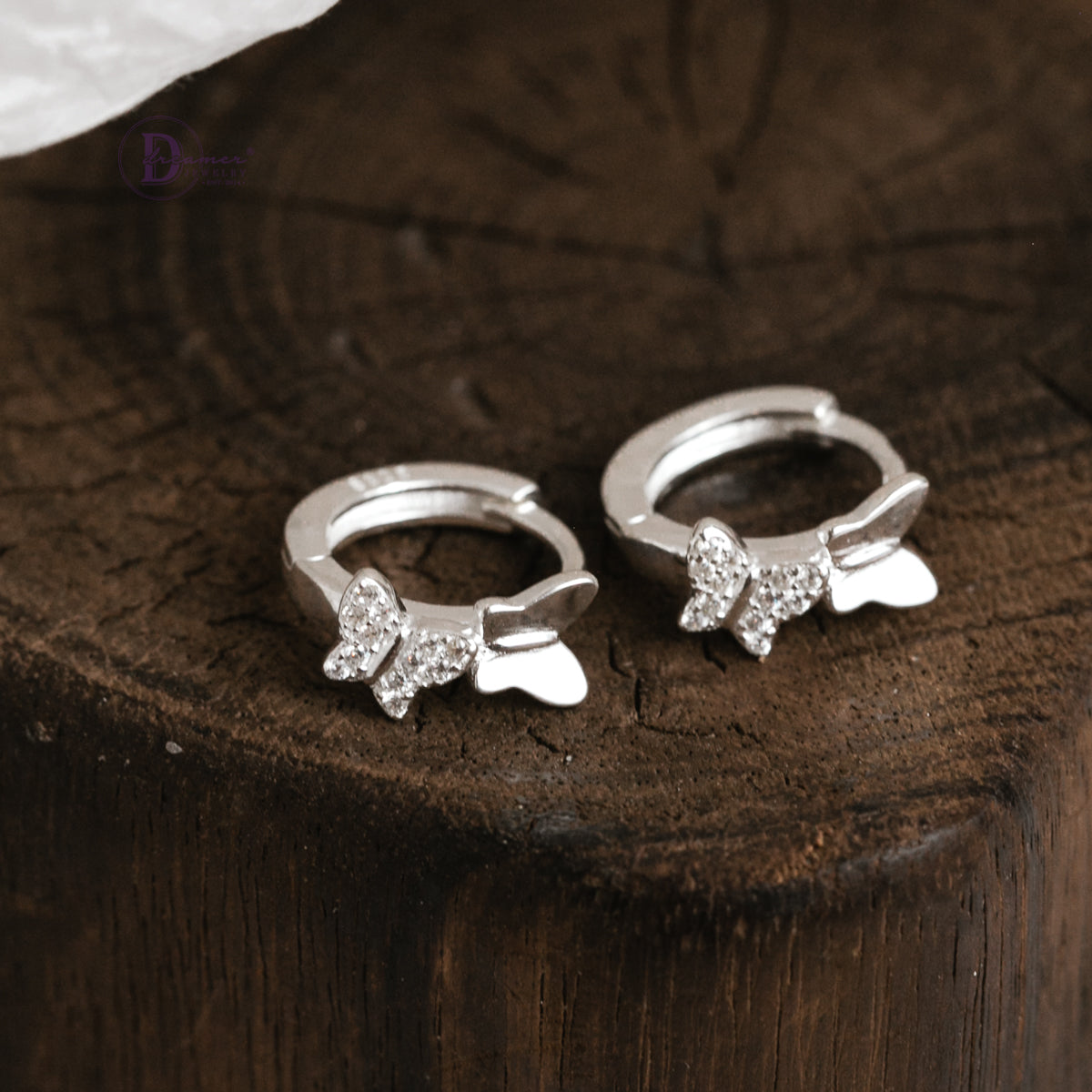 Bông Tai Khoen Bướm Bạc 925 - Butterfly Hoops Sterling Silver BT084