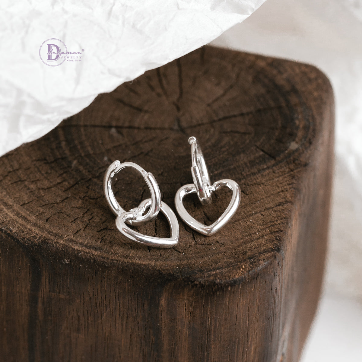 Bông Tai Khoen Trái Tim - Big Heart Hoops Sterling Silver BT080