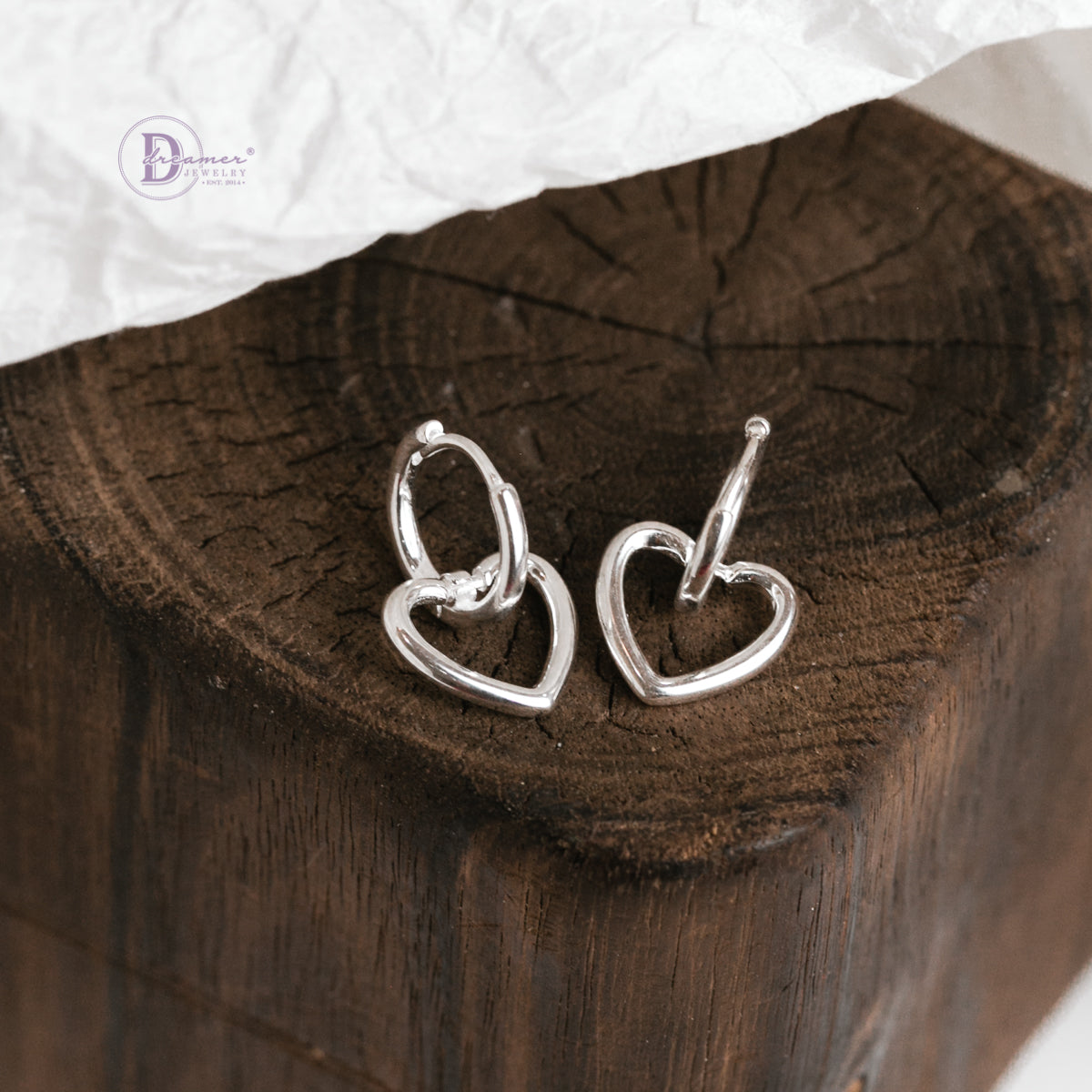 Bông Tai Khoen Trái Tim - Big Heart Hoops Sterling Silver BT080