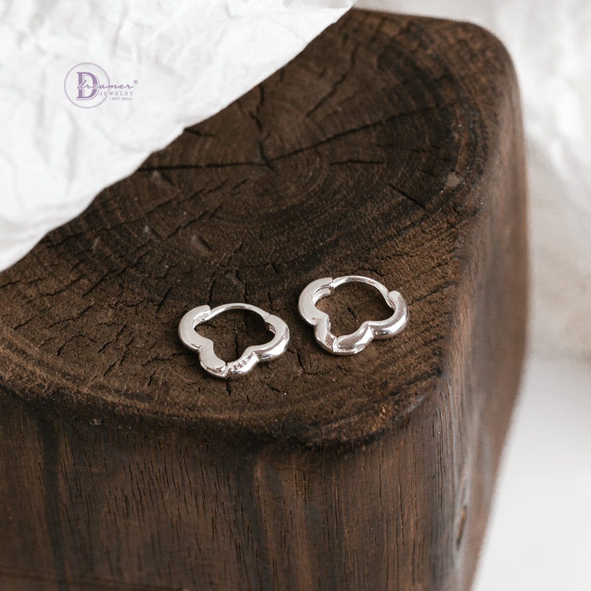 Bông Tai Khoen Hoa Dễ Thương Bạc 925 - Flower Hoops Sterling Silver BT089