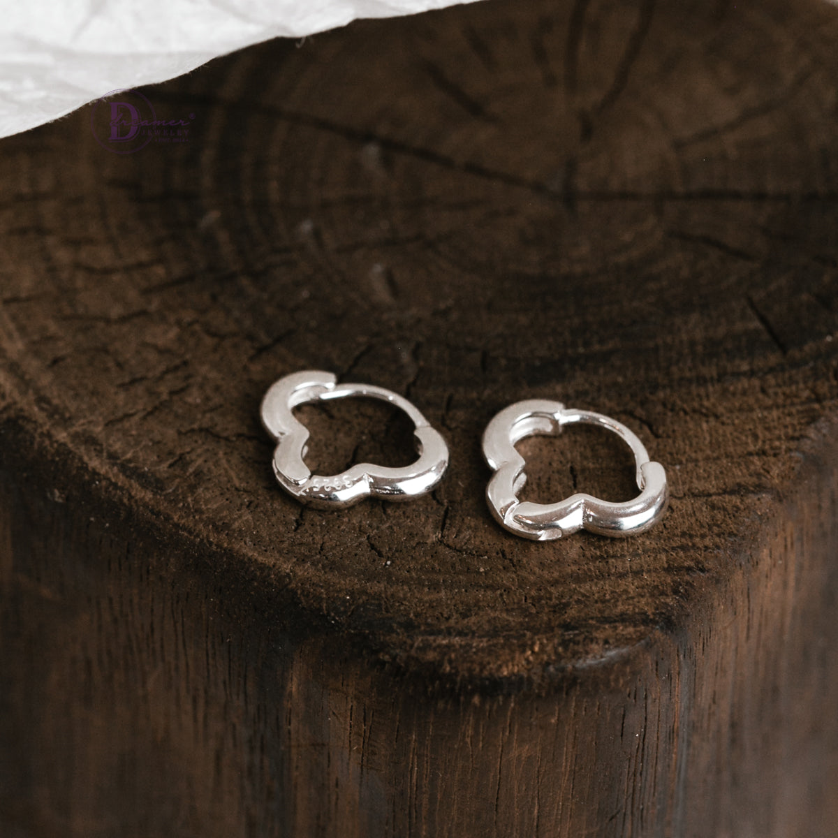 Bông Tai Khoen Hoa Dễ Thương Bạc 925 - Flower Hoops Sterling Silver BT089