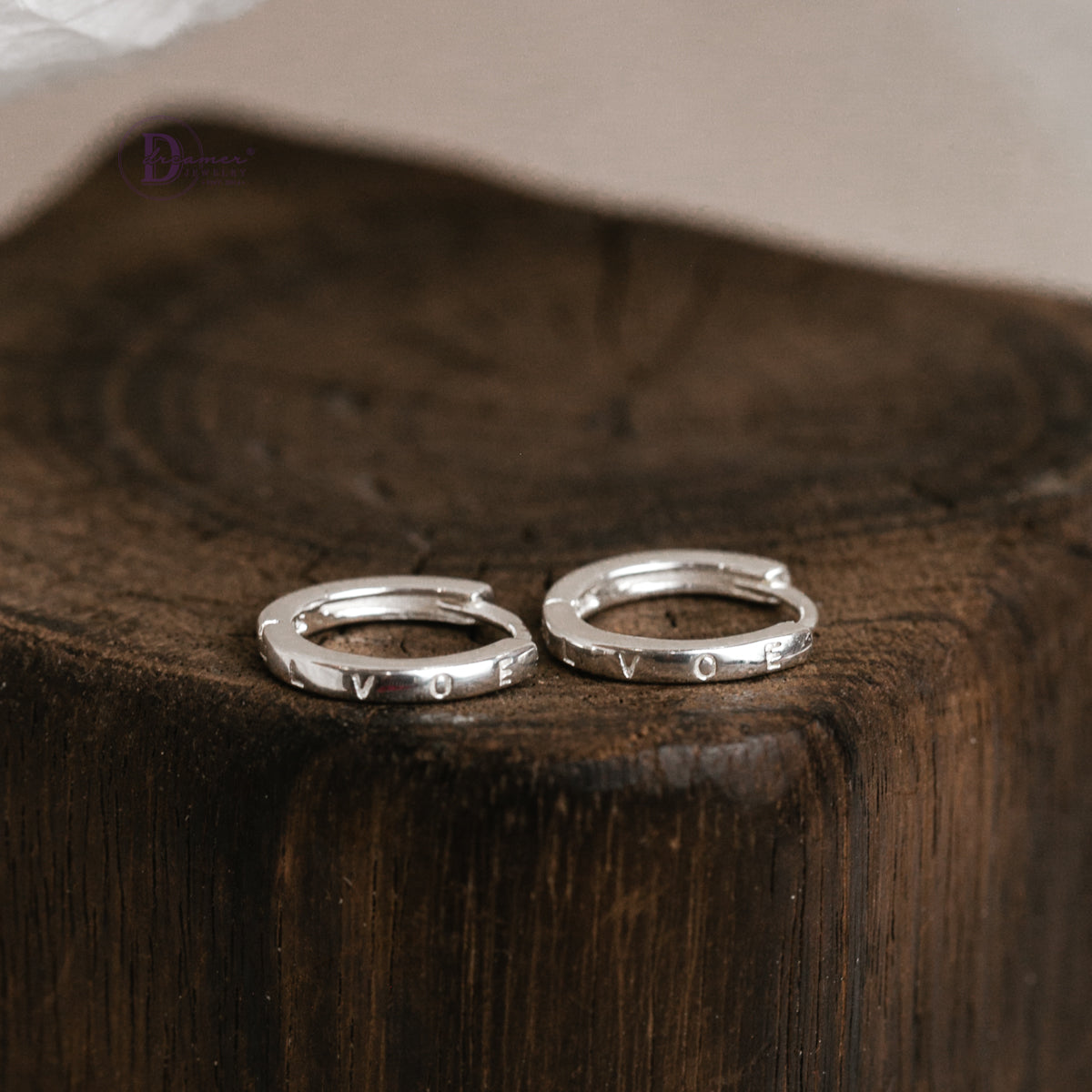 Bông Tai Khoen Trơn Chữ LVOE Bạc 925 - Hoops Sterling Silver