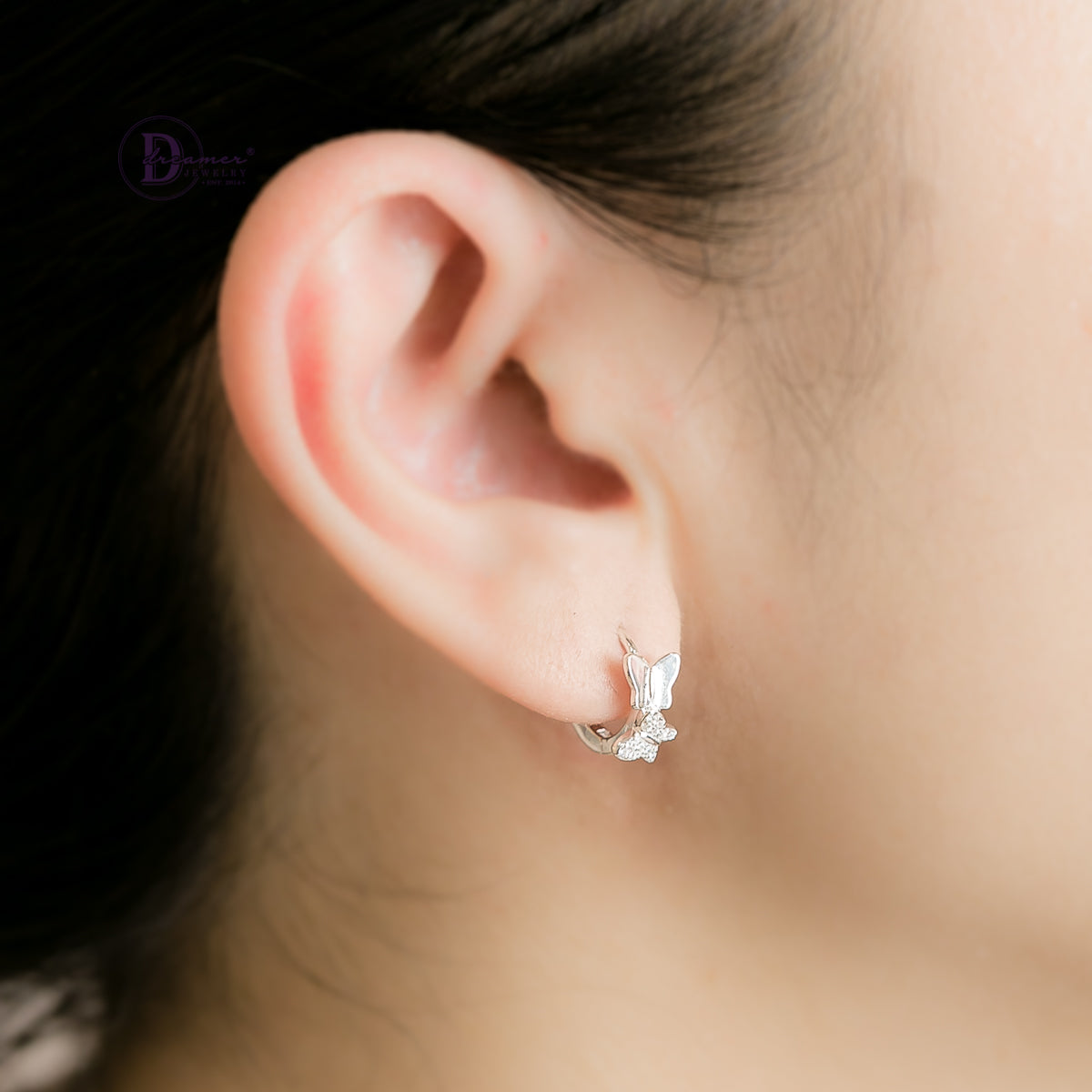 Bông Tai Khoen Bướm Bạc 925 - Butterfly Hoops Sterling Silver BT084
