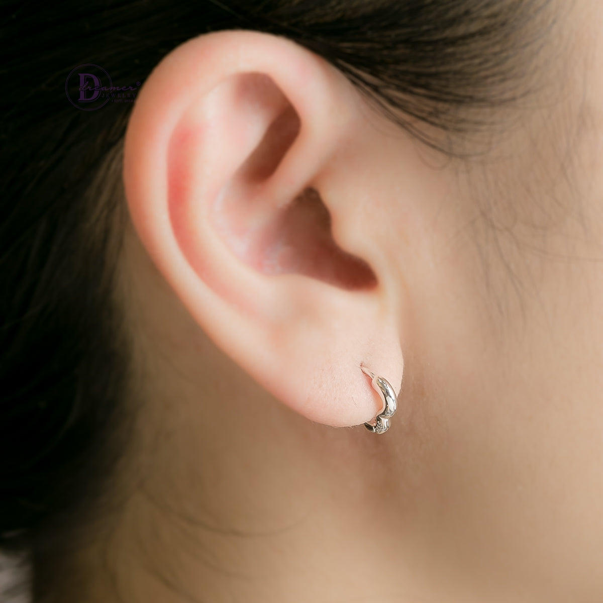 Bông Tai Khoen Hoa Dễ Thương Bạc 925 - Flower Hoops Sterling Silver BT089