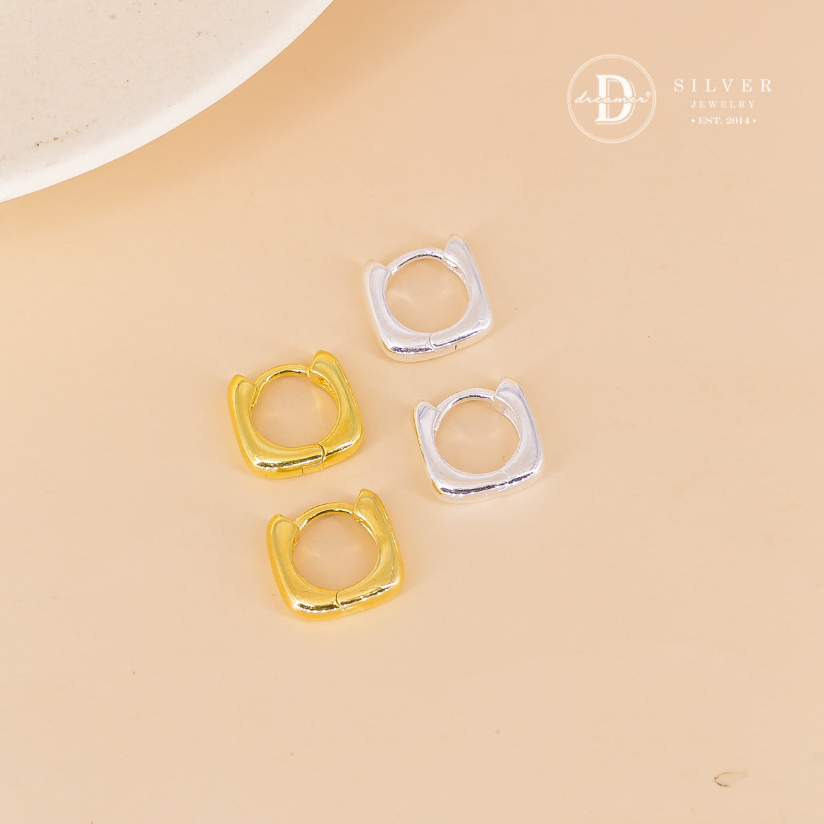 Bông Tai Khoen Vuông 11mm - Minimal Balloon Square Silver Hoops 3243BTK