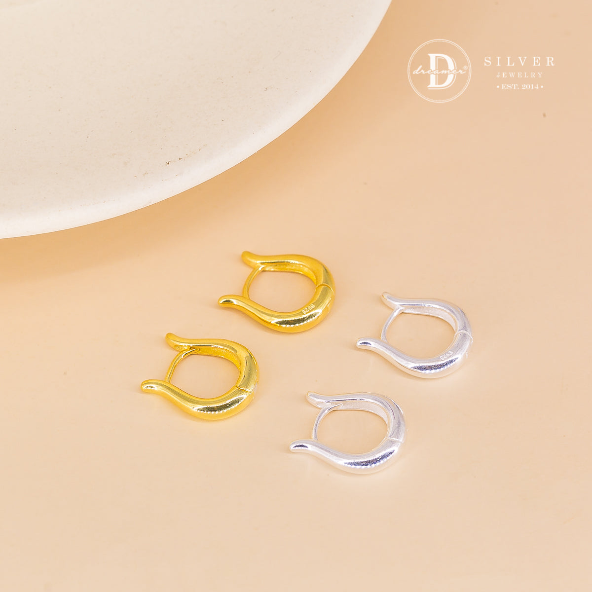 Bông Tai Khoen Dày U Oval - Minimal Balloon U Oval Silver Hoops 3246BTK