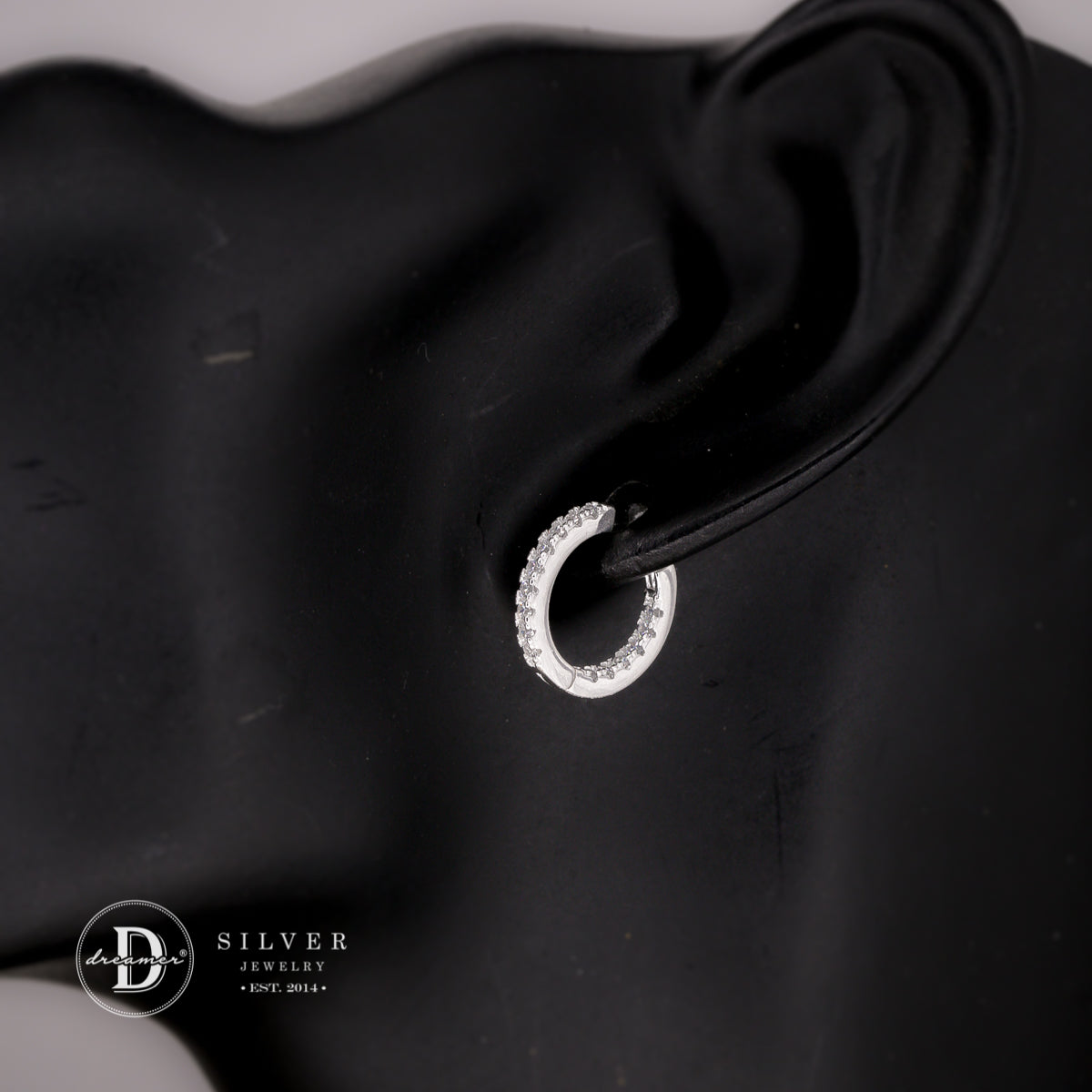 Sparkling Row Eternity Hoop Earrings Sterling Silver P3014BTK