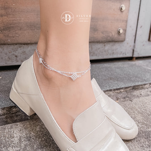 Sparkling Bow Silver Anklet Sterling Silver P548LCH