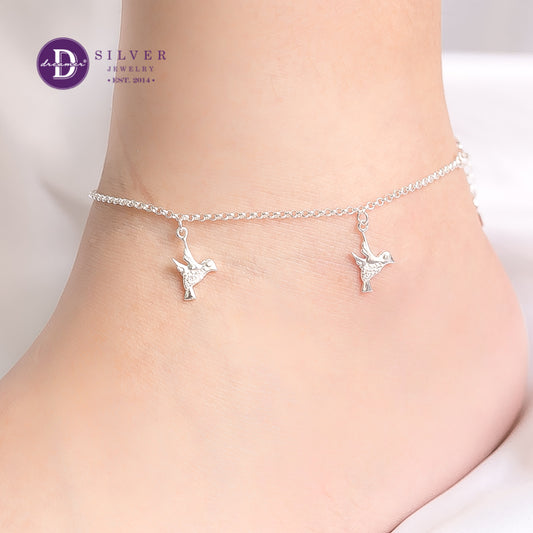 Sparkling Bow Silver Anklet Sterling Silver P548LCH