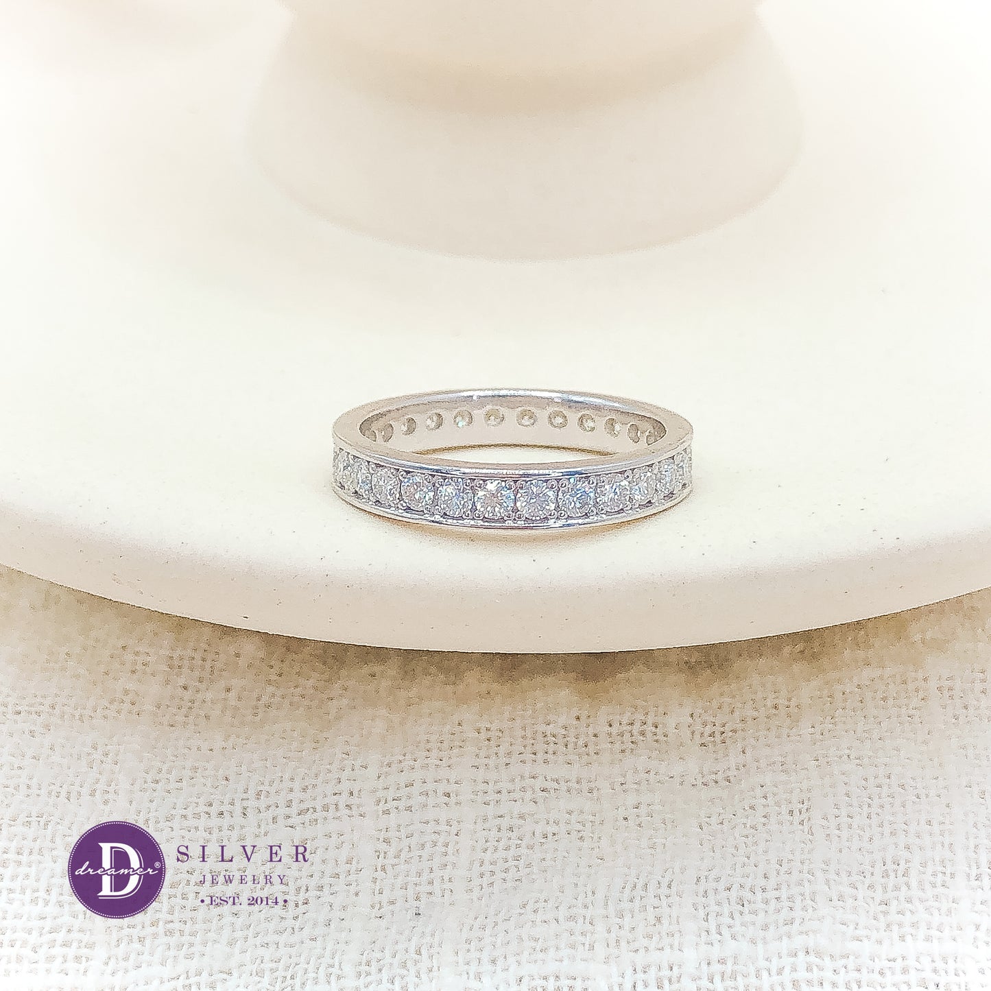 Nhẫn Bạc 950 1 Line Đá Moissanite 2li - Eternity Moissanite Diamond Silver Ring