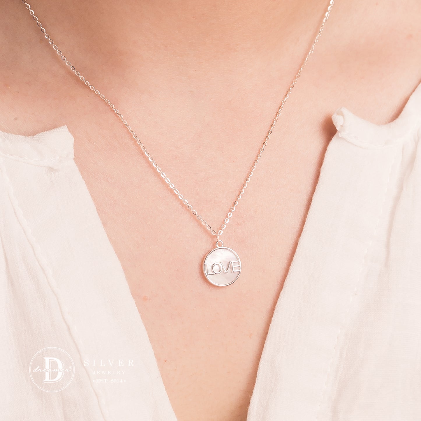 Dây Chuyền Chữ LOVE Bạc 925 - LOVE Circle Pendant Sterling Silver Necklace