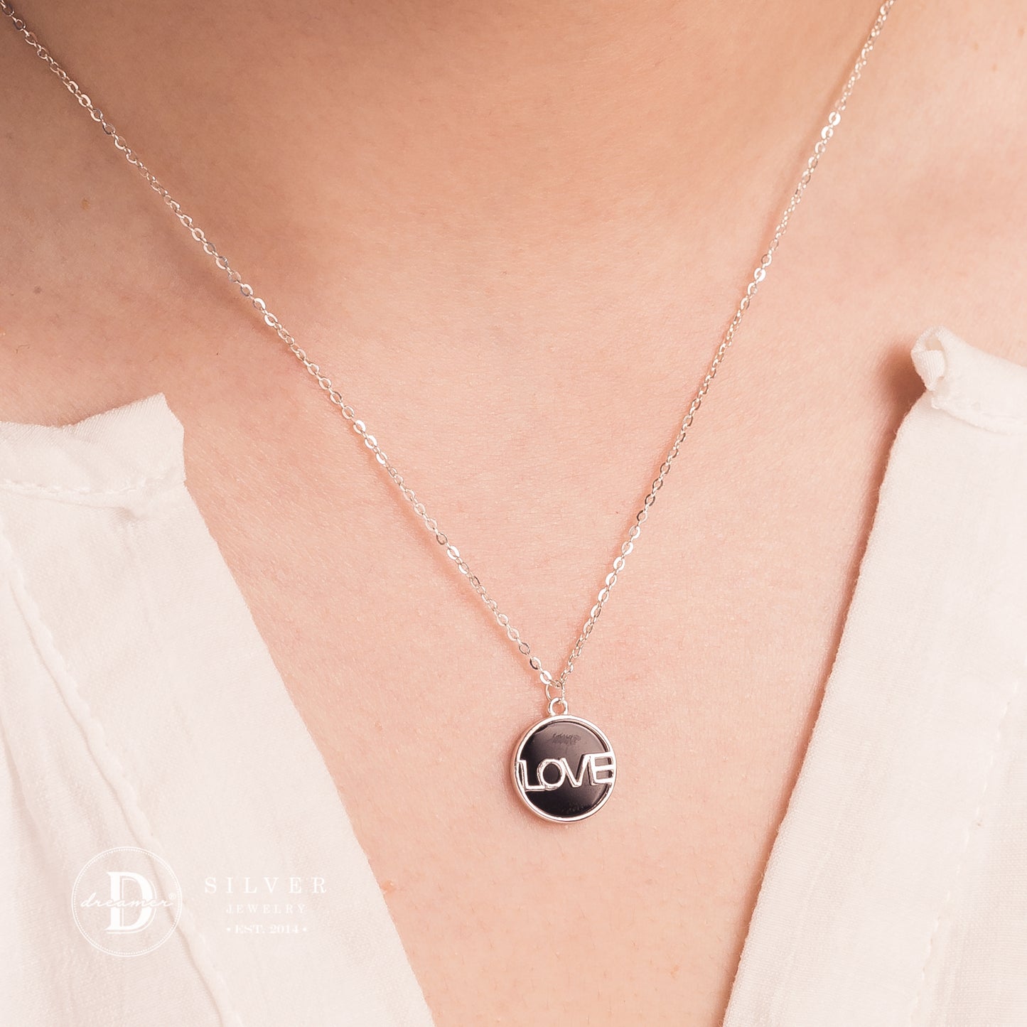 Dây Chuyền Chữ LOVE Bạc 925 - LOVE Circle Pendant Sterling Silver Necklace